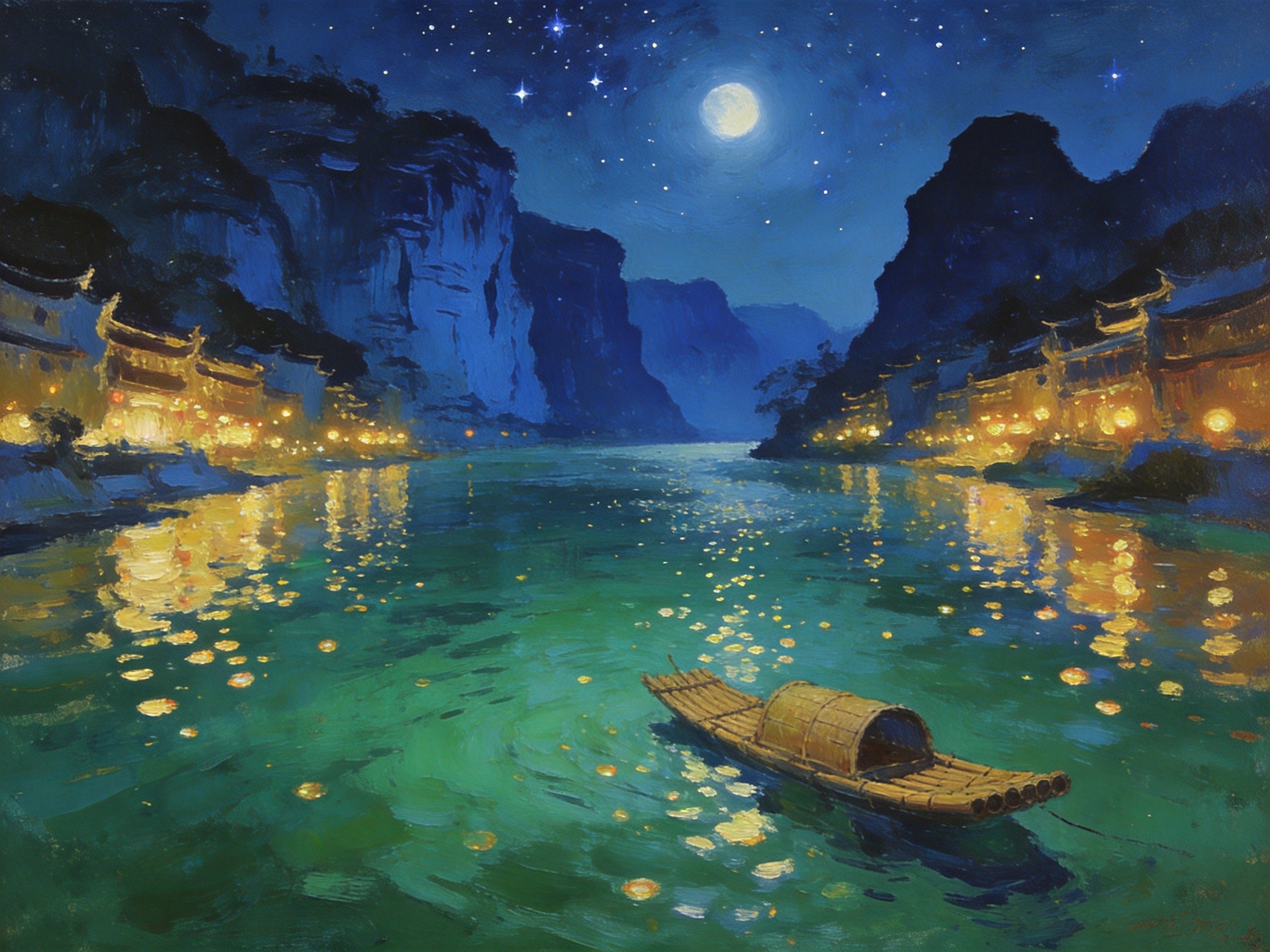 锦江夜色灯火倒影