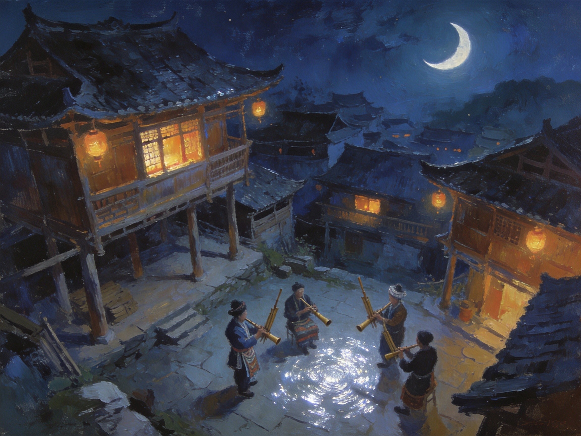 苗家月夜芦笙歌舞