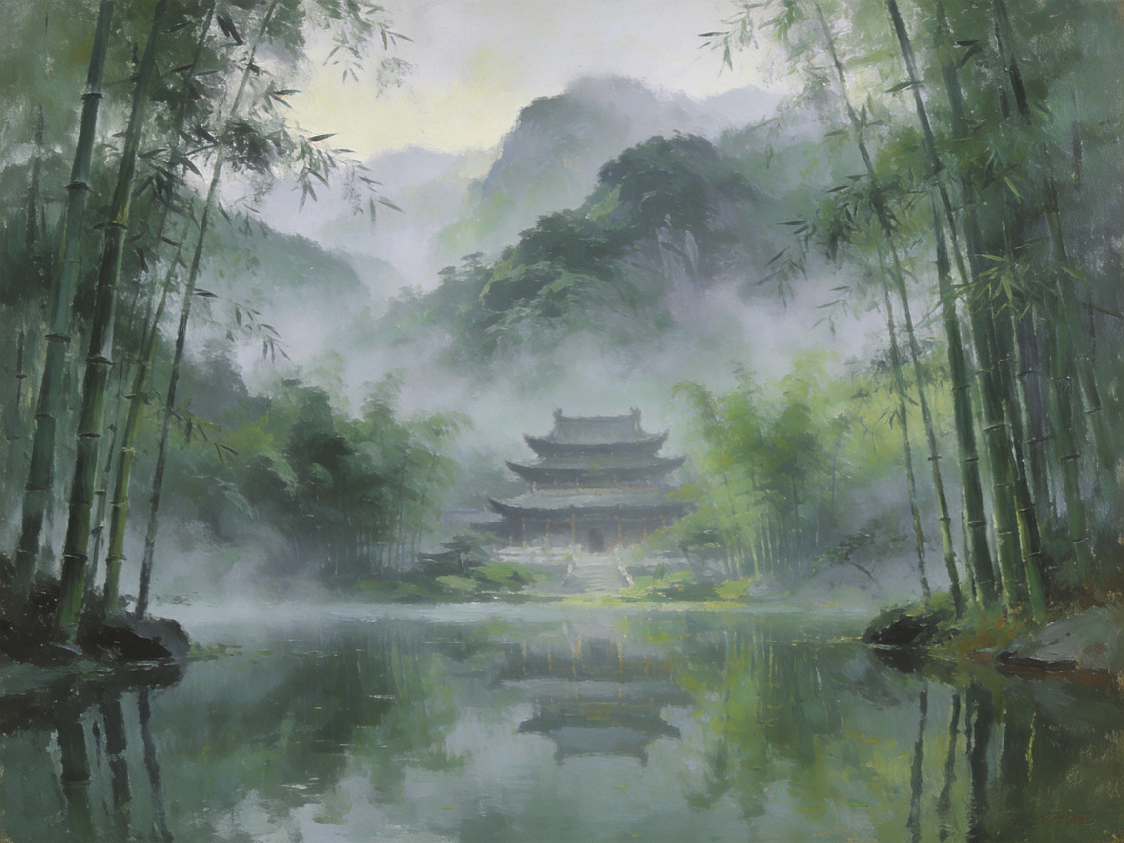 无想山天池白云停驻
