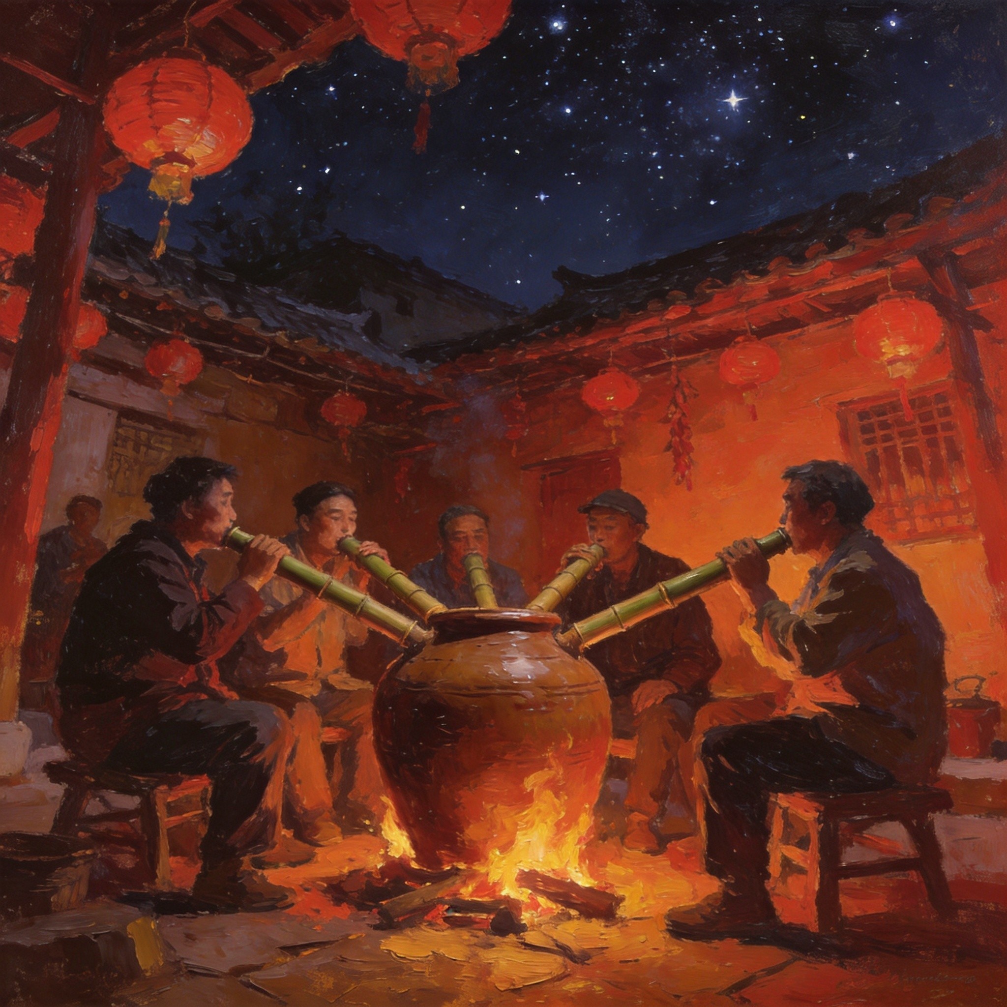 咂酒竹管情谊