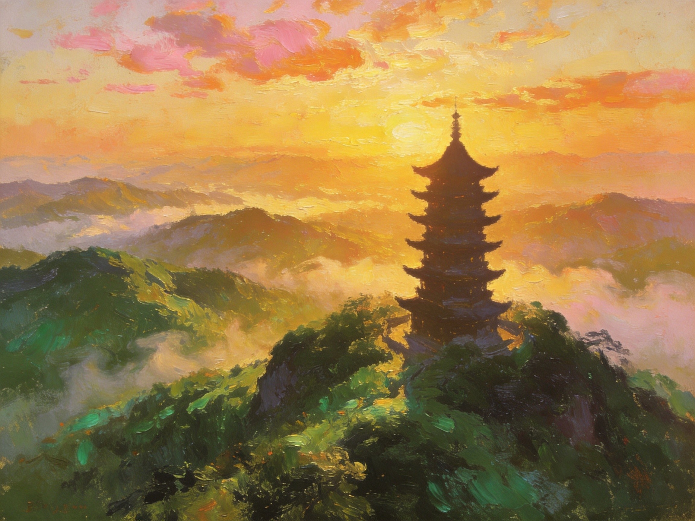 石浜山晨光
