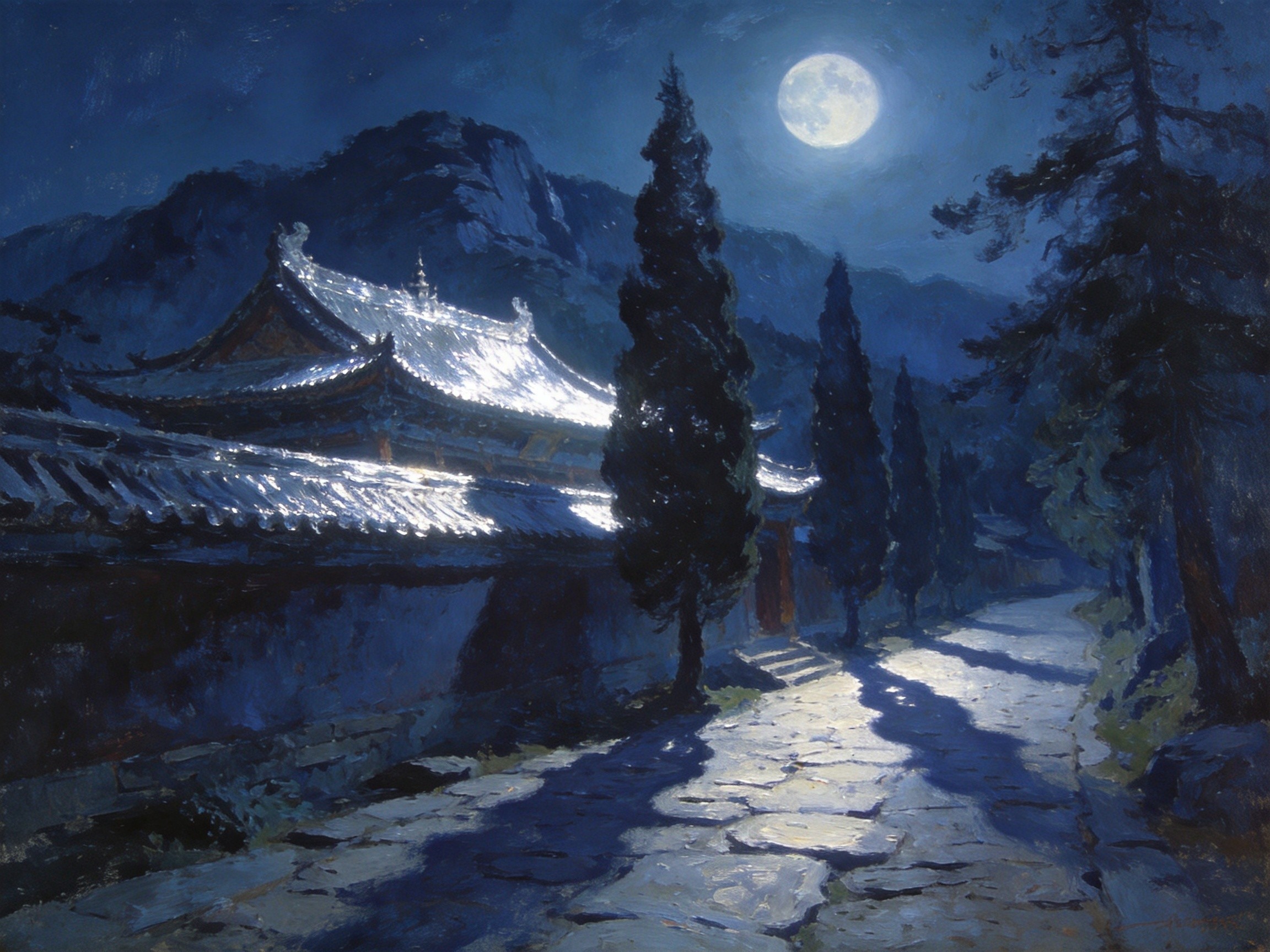 嵩山月夜星空