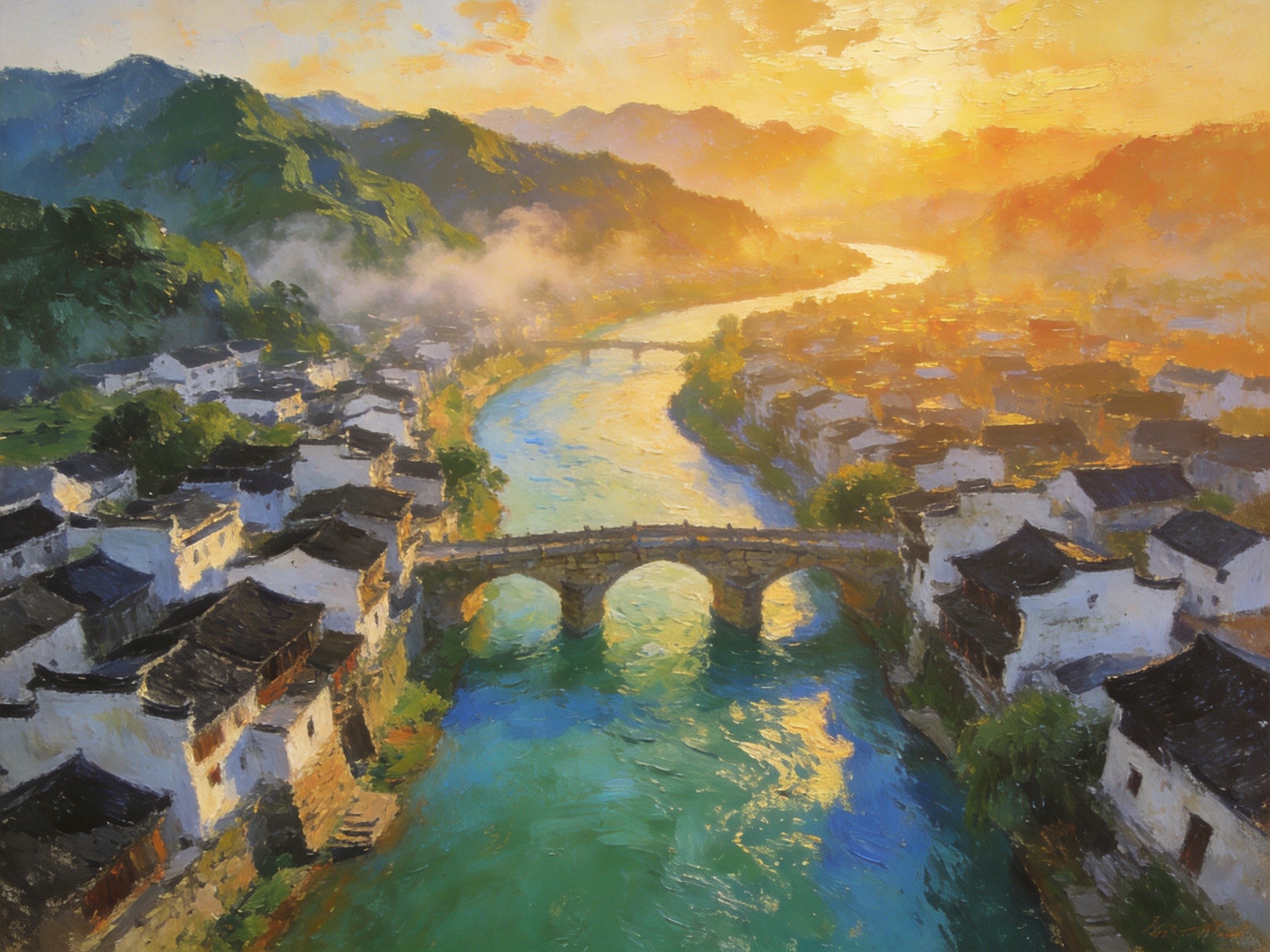 瓯江环抱莲都古城晨景