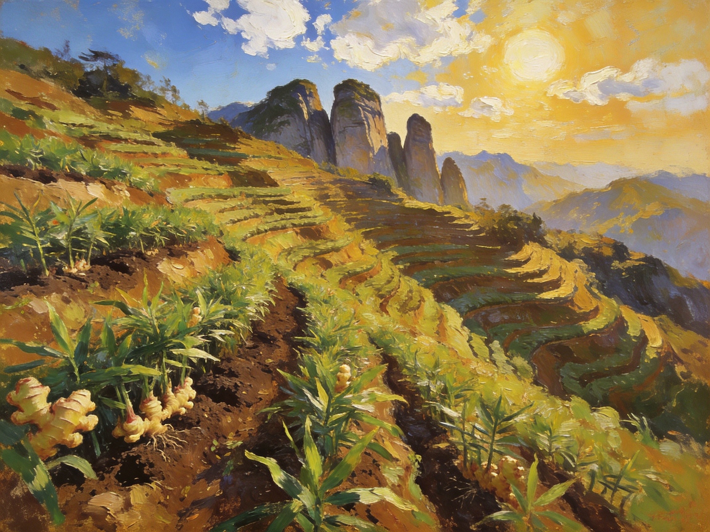 五指岩山间姜田