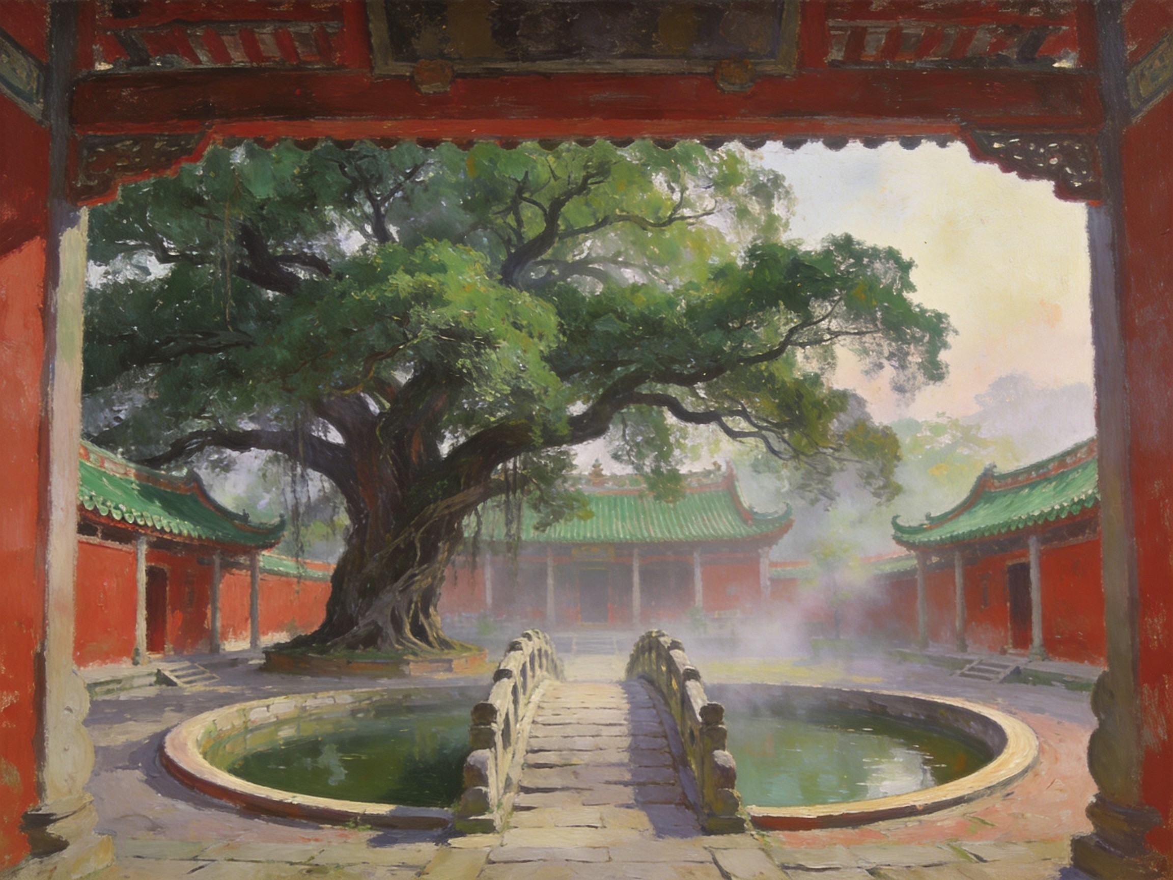 文昌孔庙红墙古榕