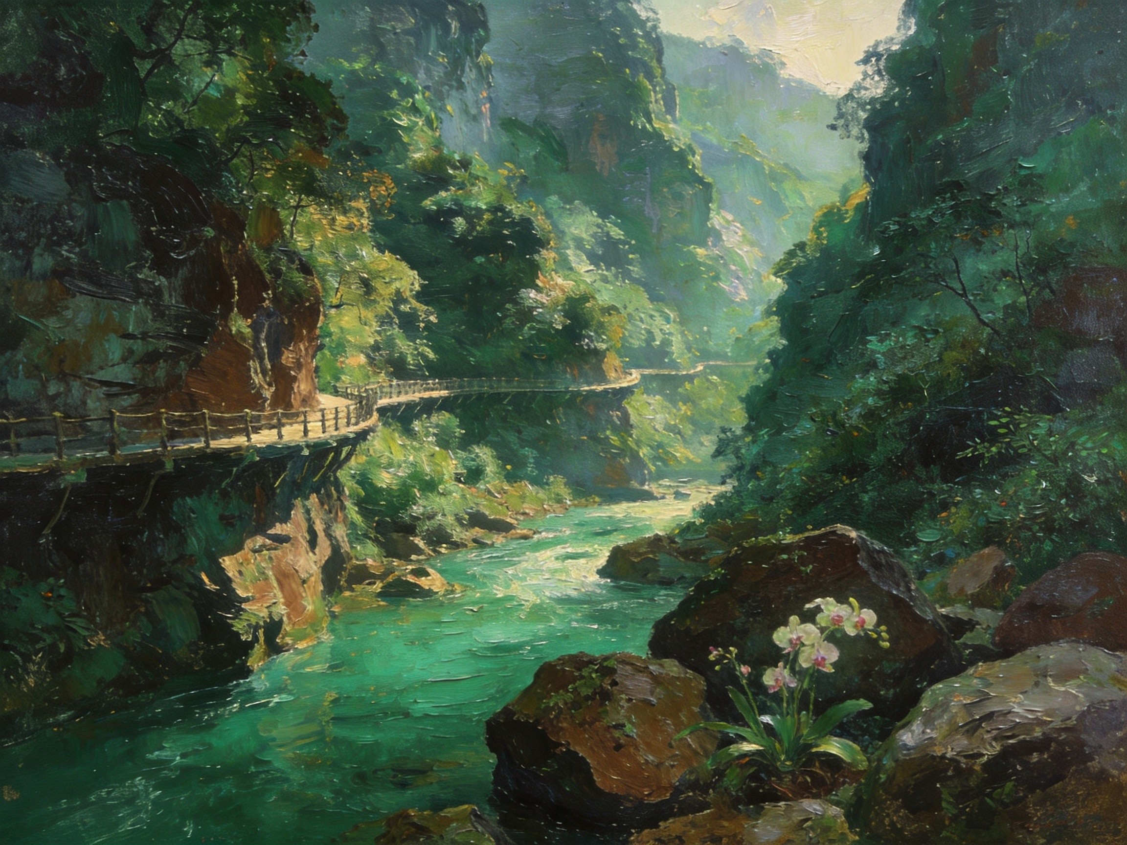 建始深山碧水，谷底兰花暗香浮动