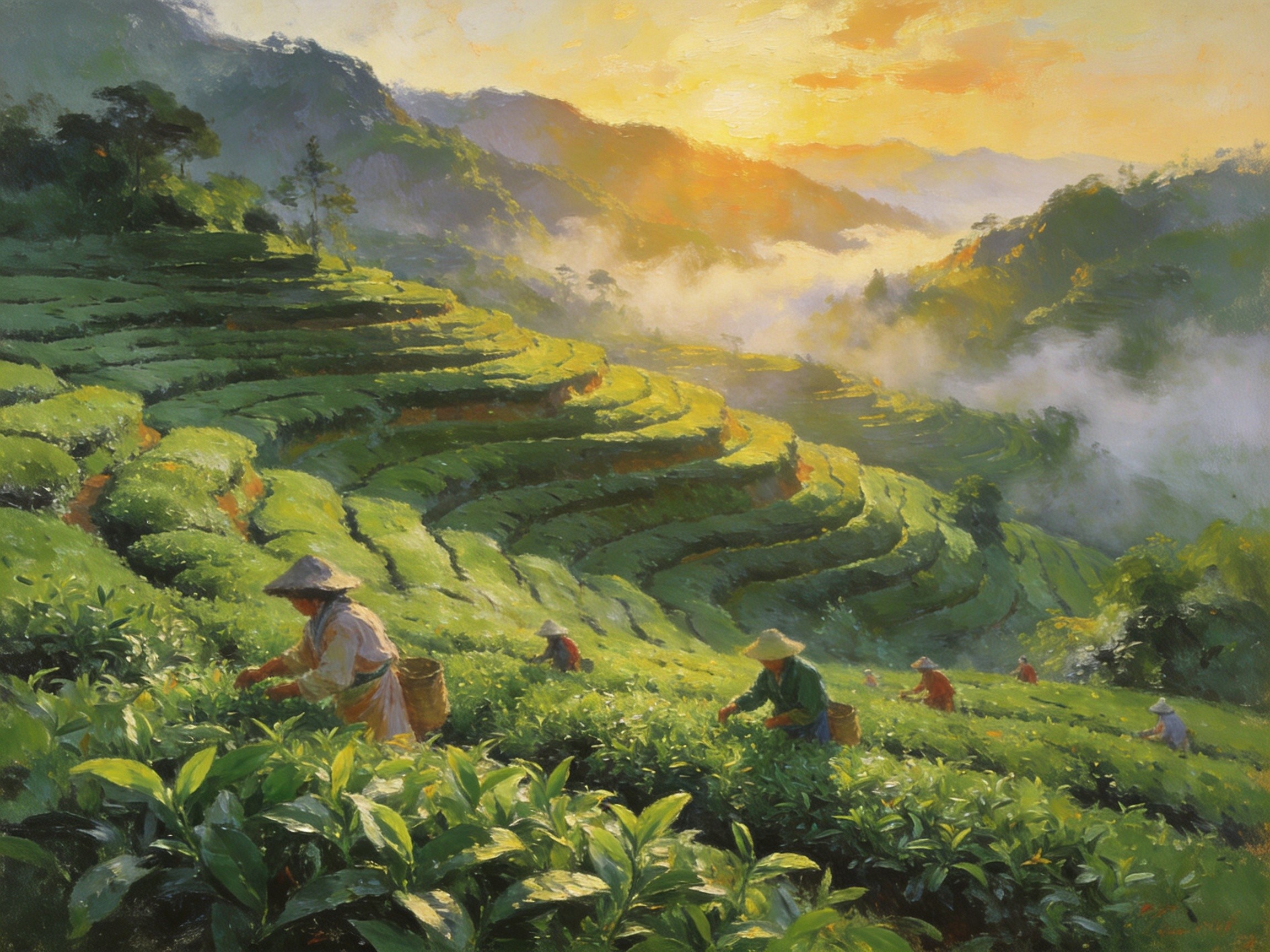 江塝茗园万亩茶垄依山起伏的壮美