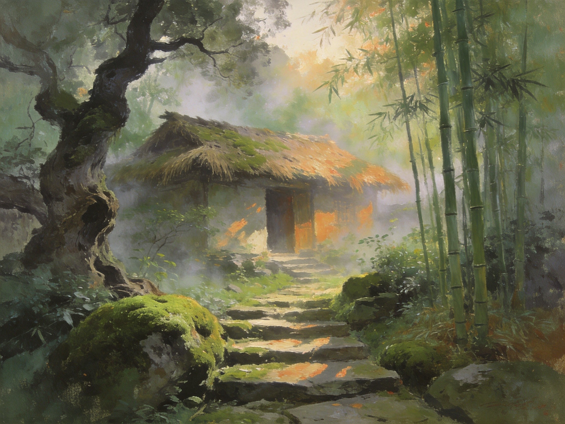 陋室阶前苔色青