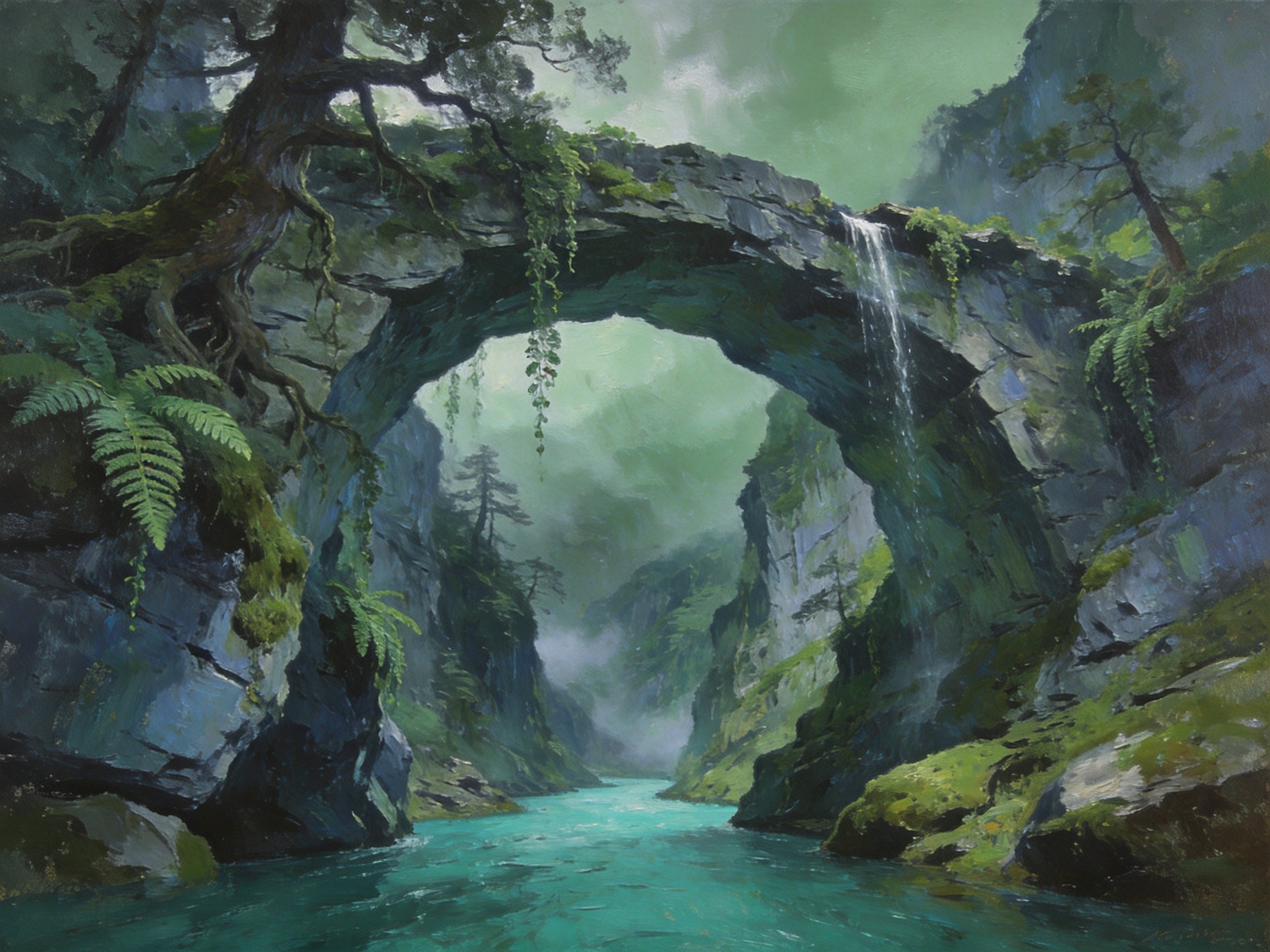 天生第一桥，水遇大山拐弯行
