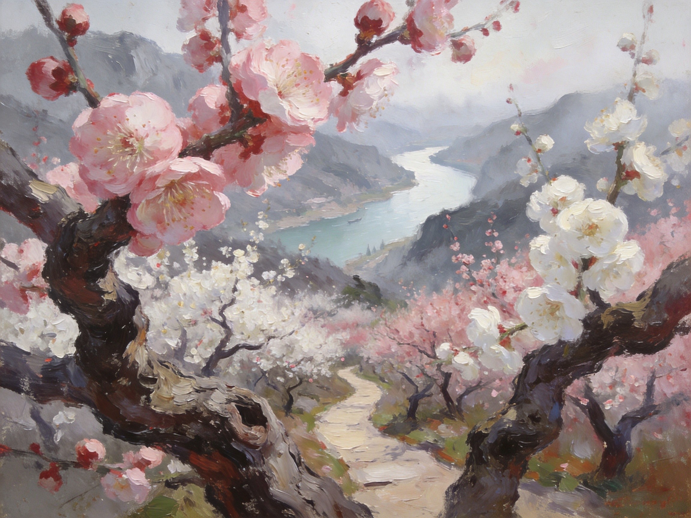 香山梅岭早春梅放