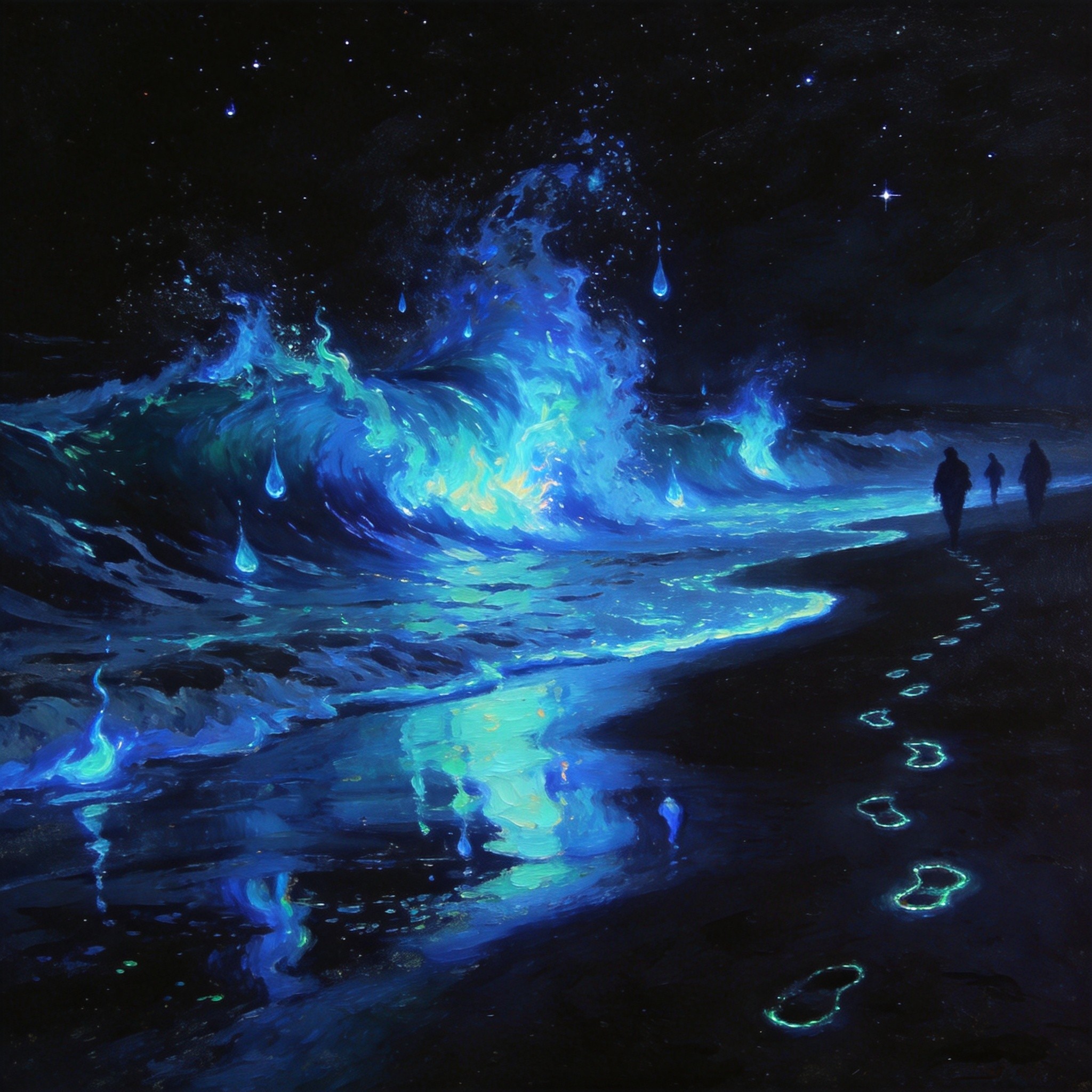 嵊泗海岛夜色与荧光海滩