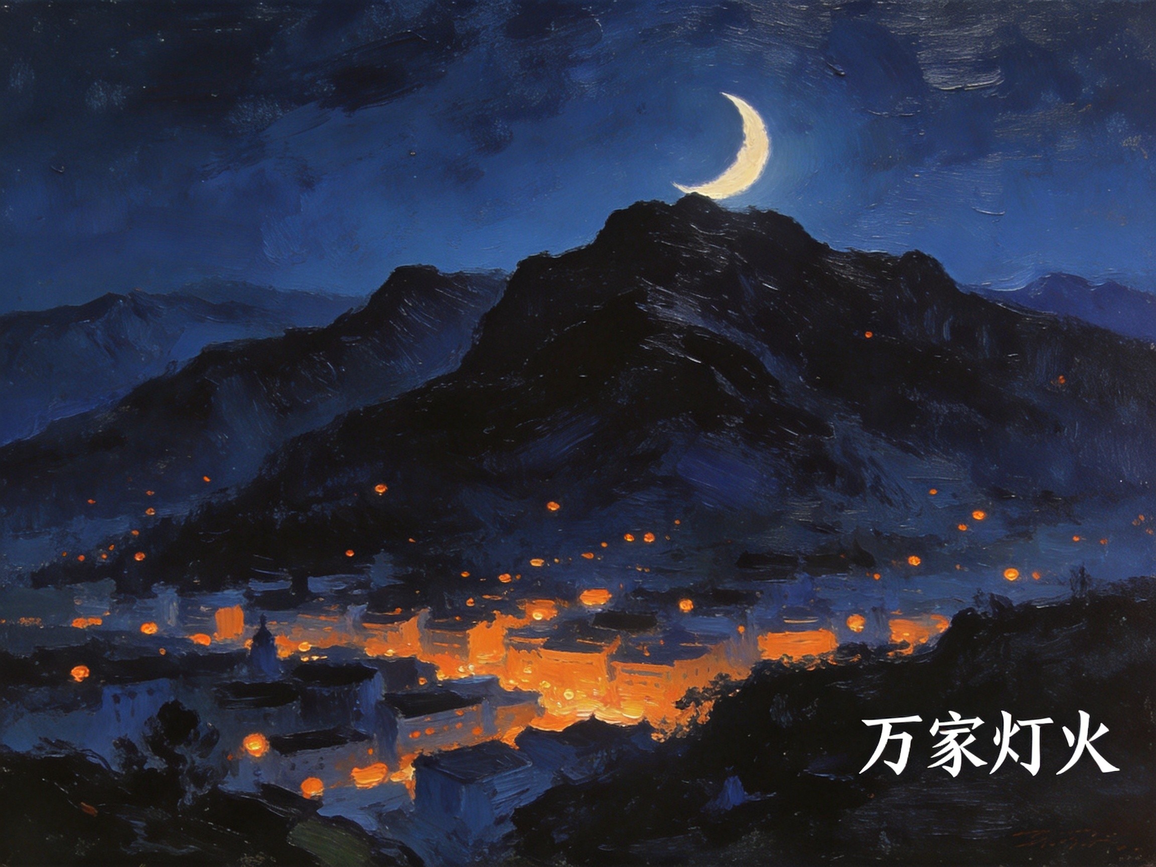 浚县月夜青山人家