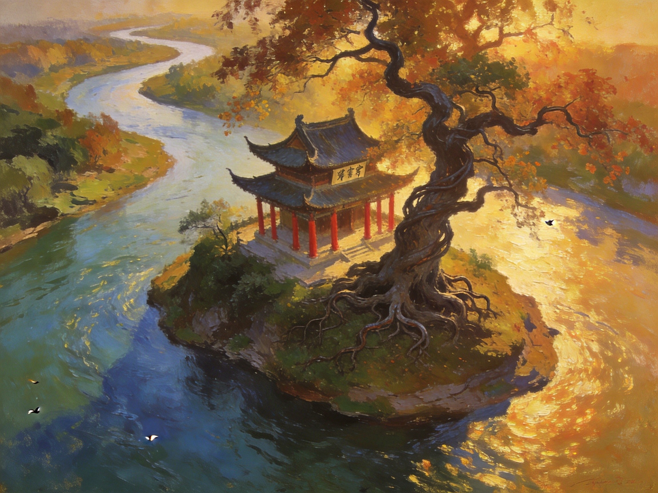 慰农亭古岛淮水