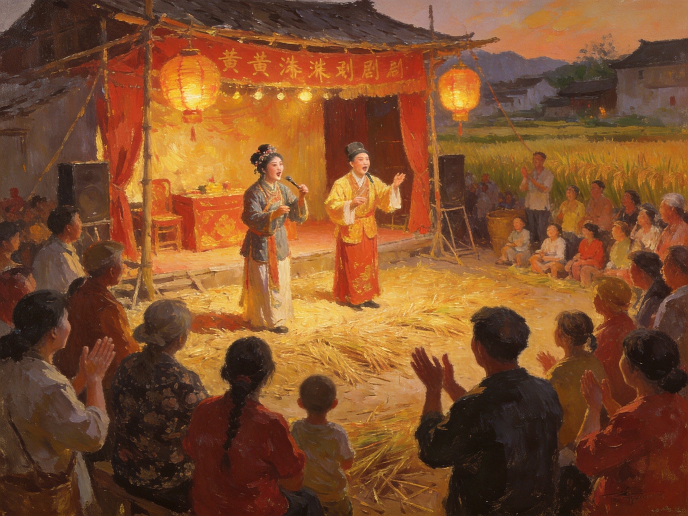 稻场戏台黄梅戏开唱