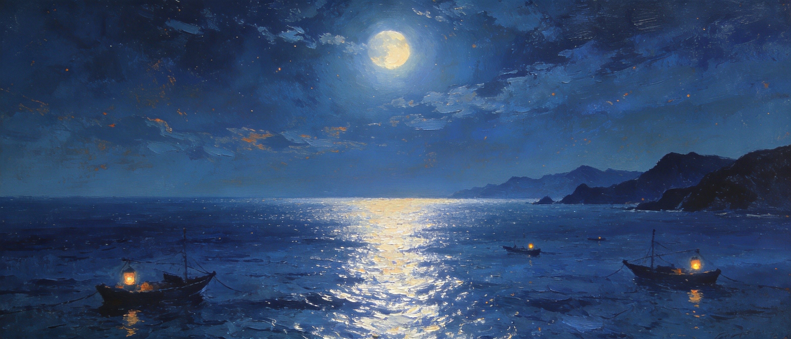 月夜海天