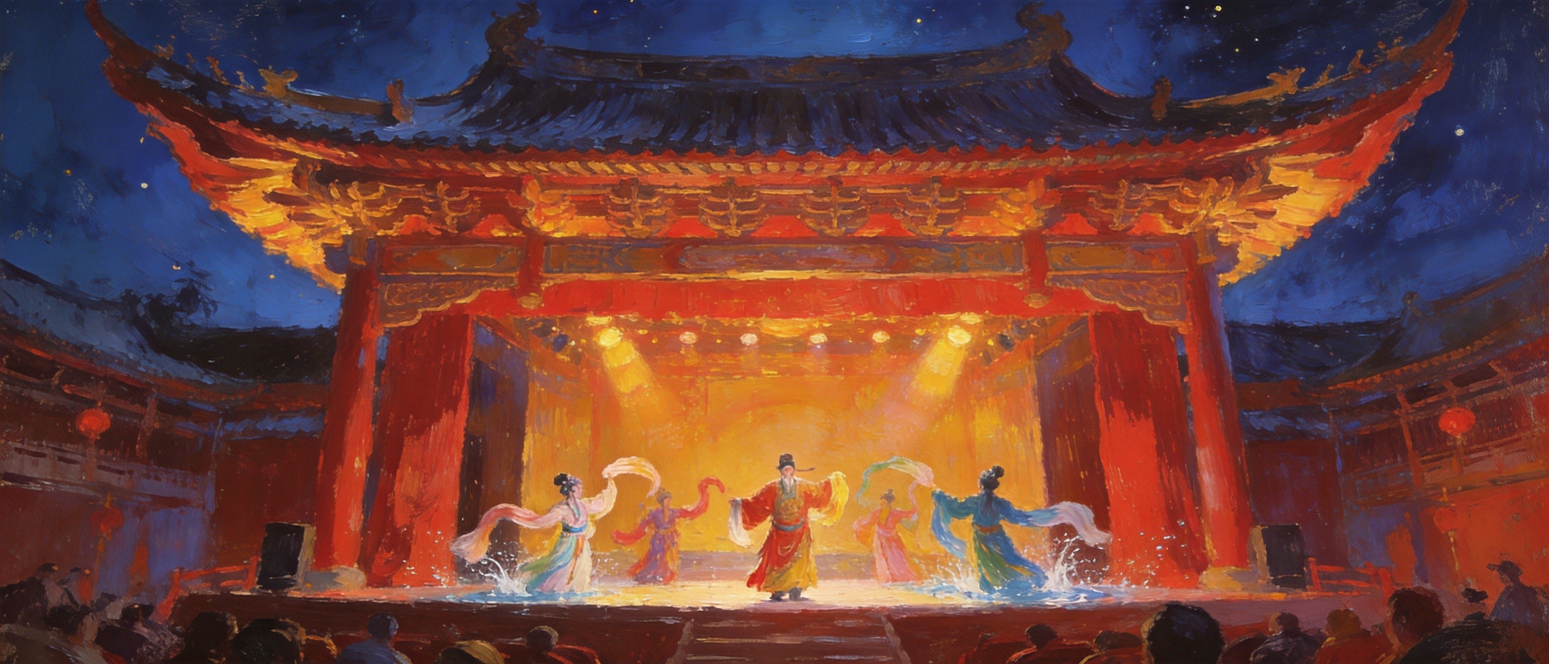 戏楼飞檐铜铃悠远