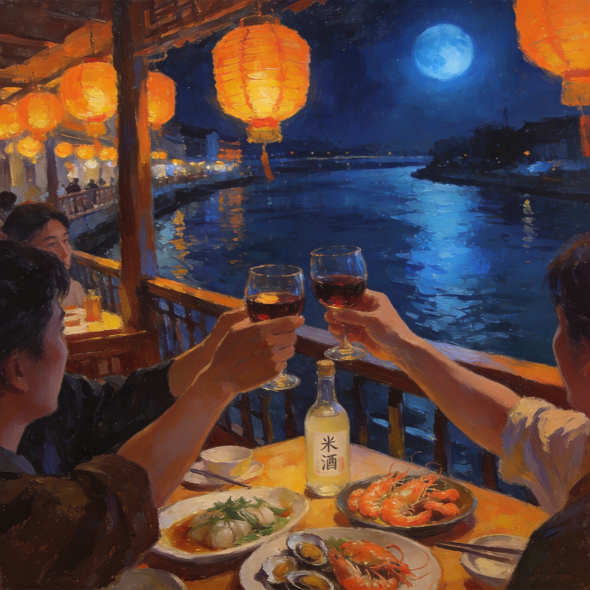 海门夜色酒暖歌长