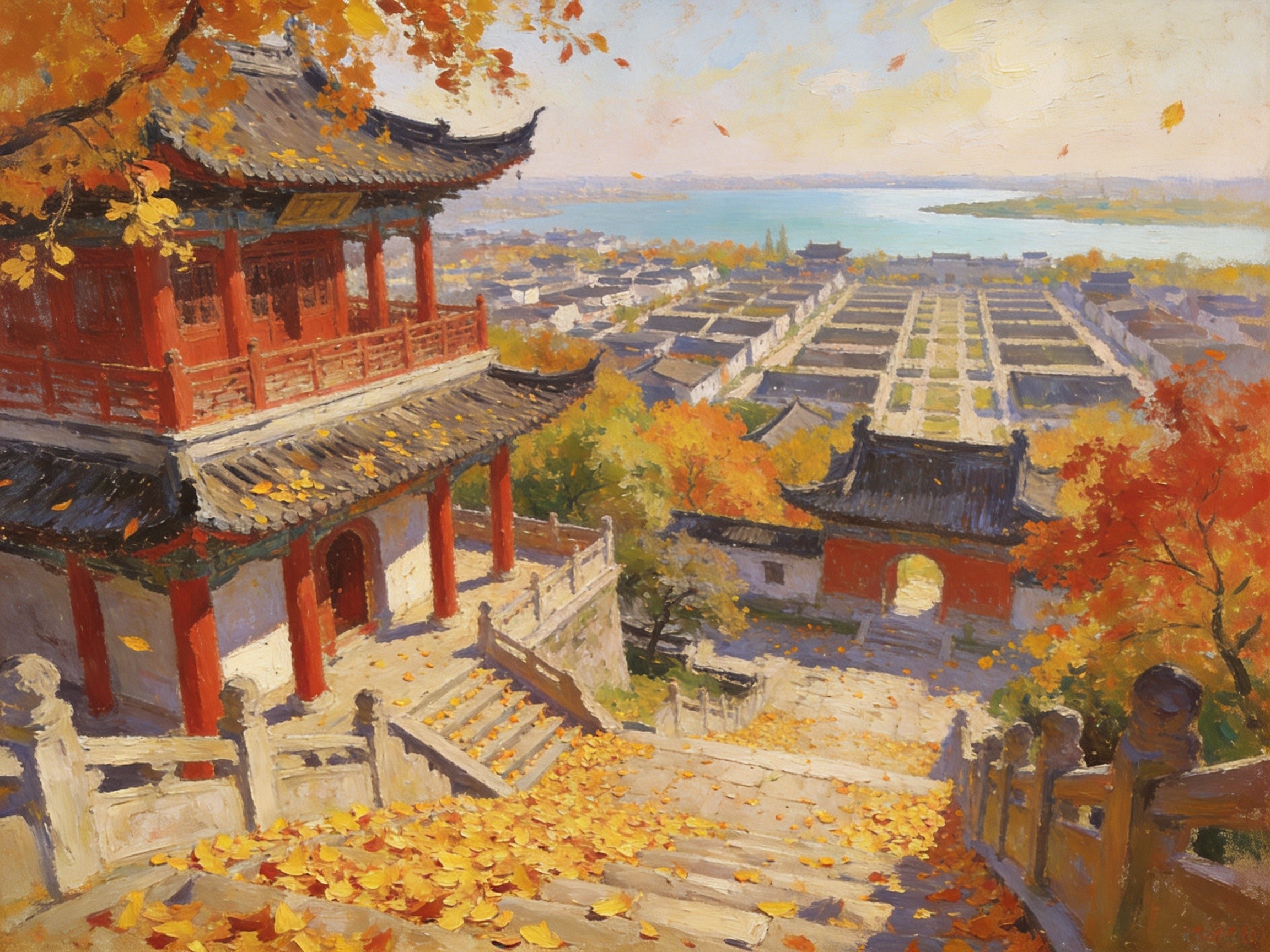 高邮湖落日咸蛋黄金黄