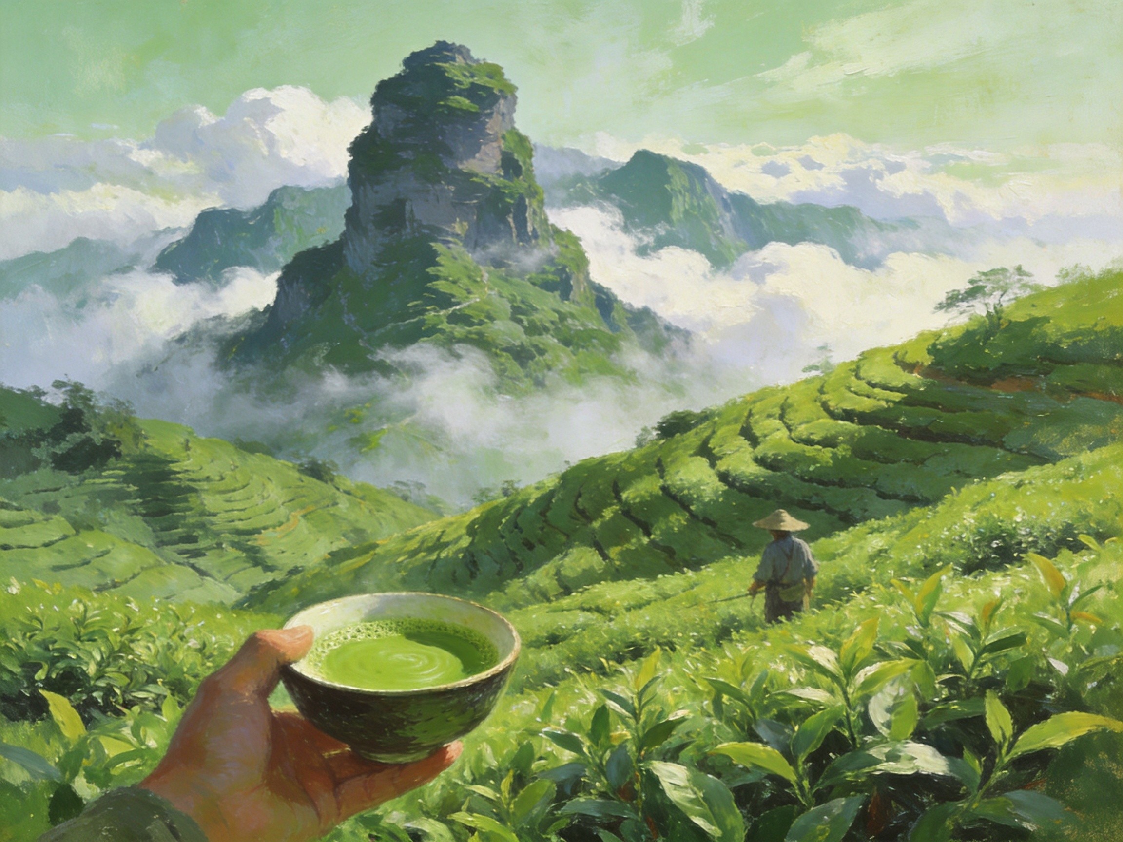 抹茶翠绿满山坡