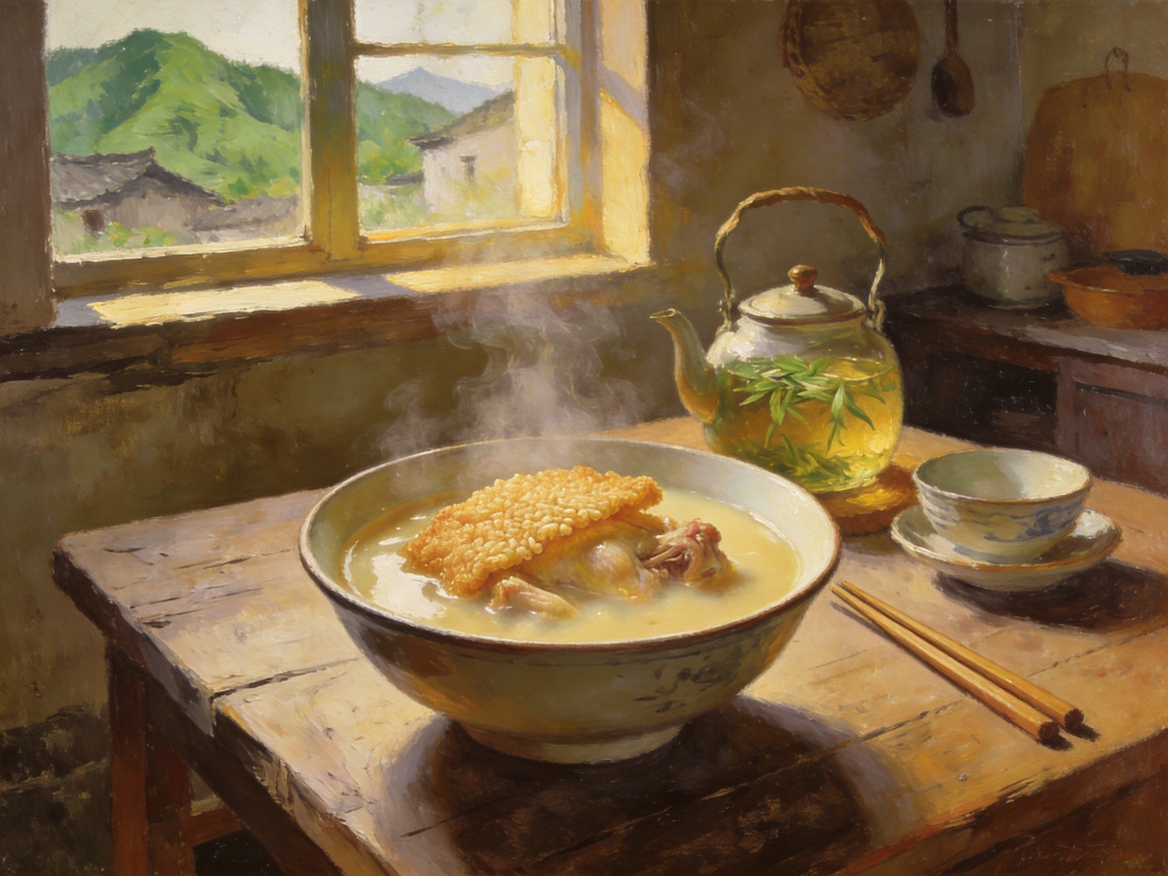 锅巴泡鸡汤