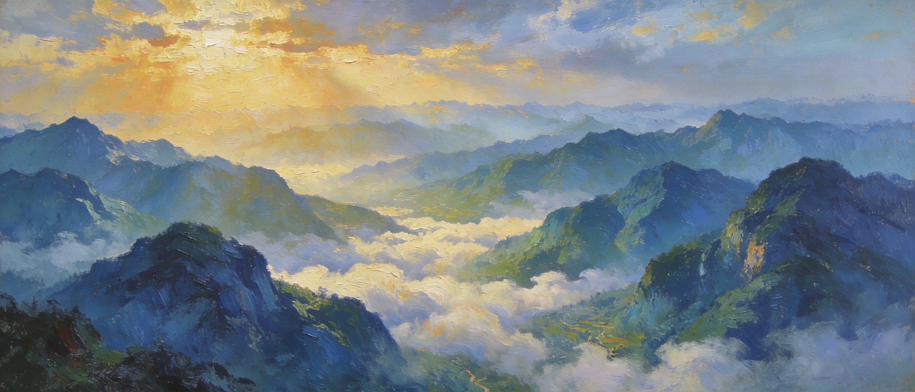 荆山山脉云雾缭绕
