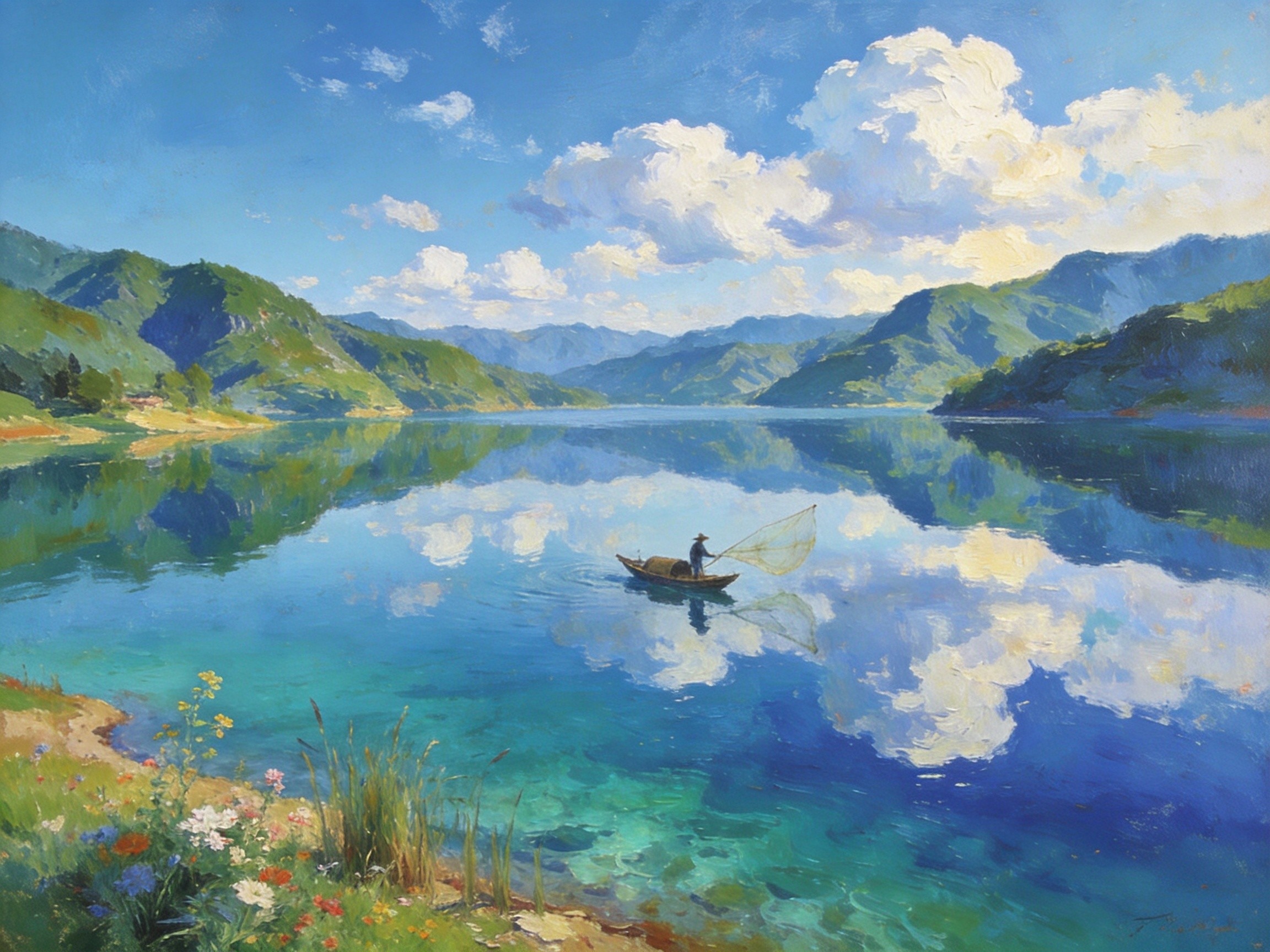 碧云湖山水画卷