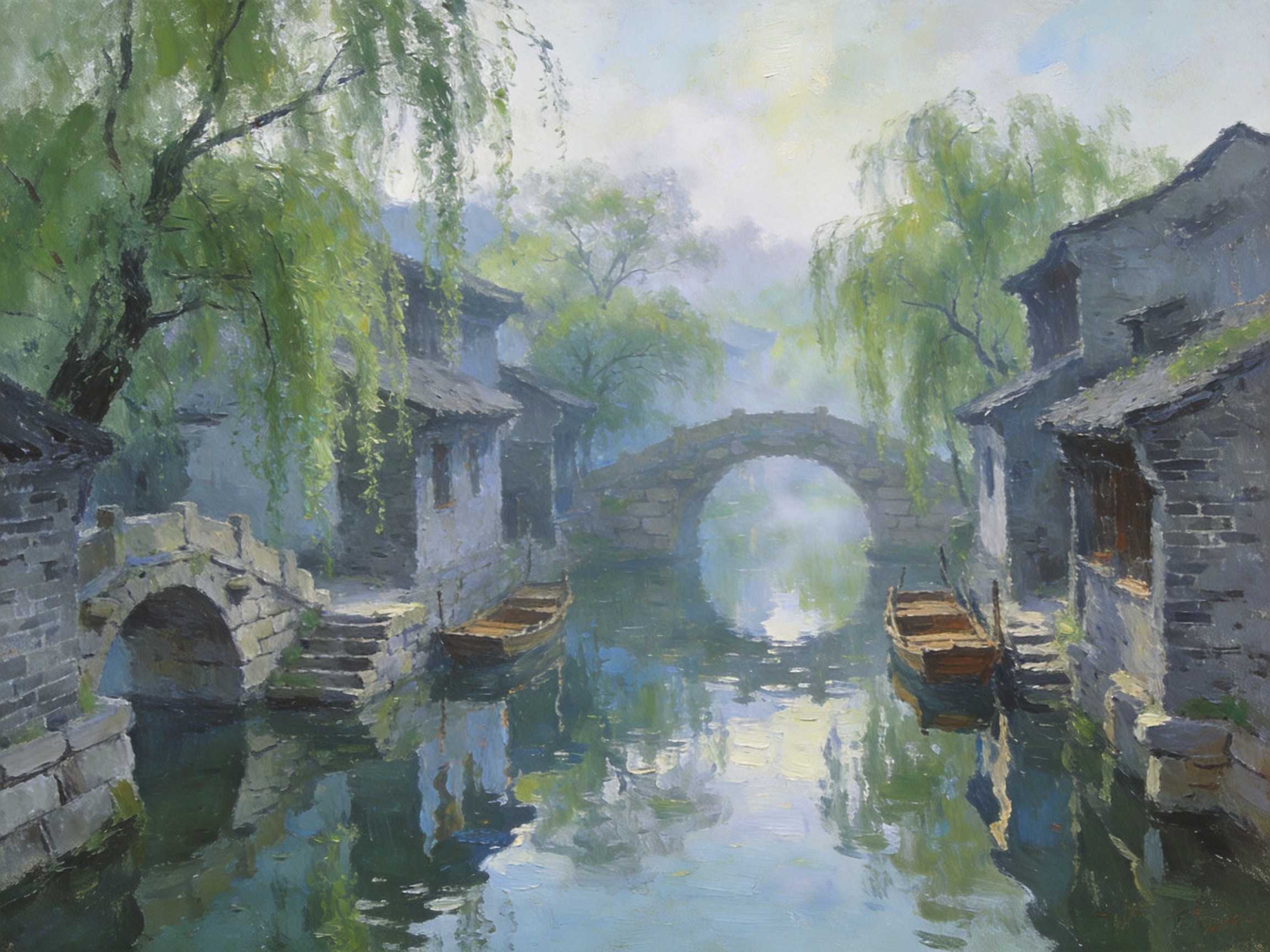 中亭河畔柳丝依依