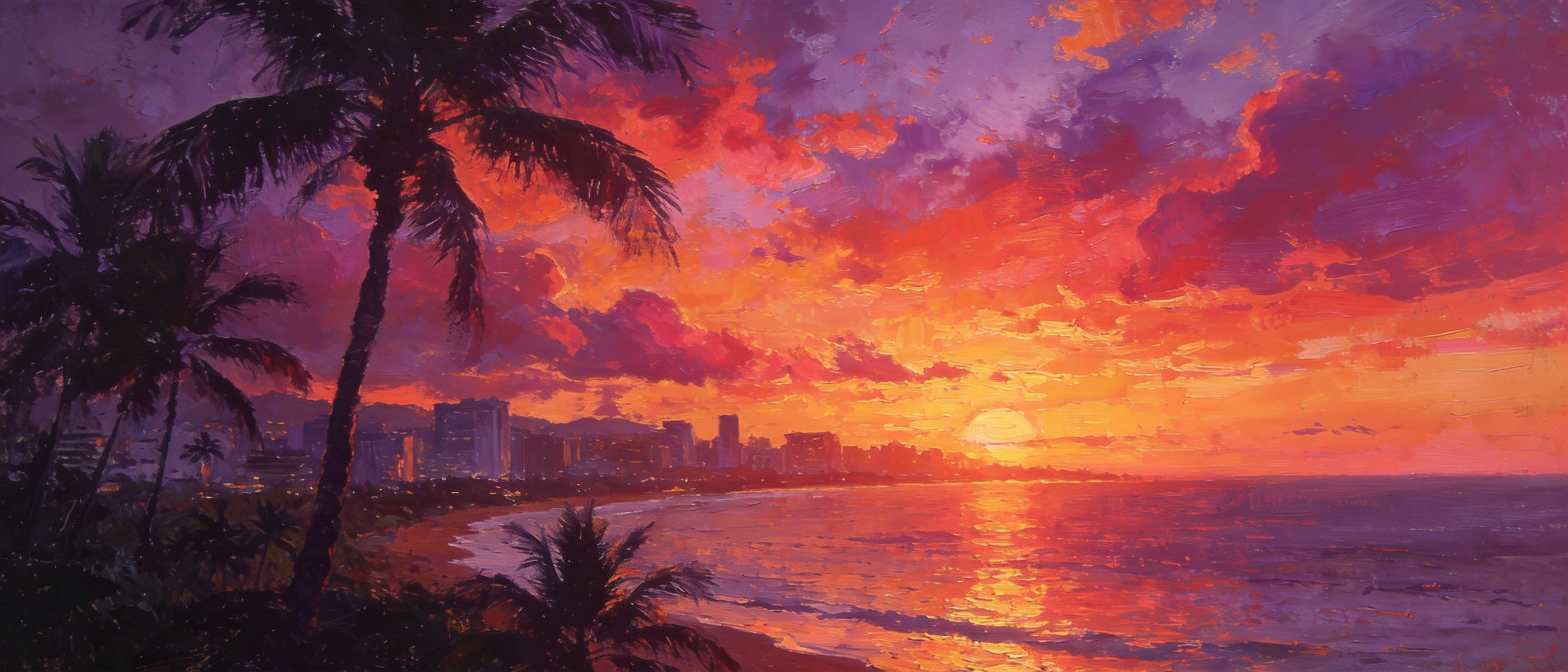 海口西海岸落日全景