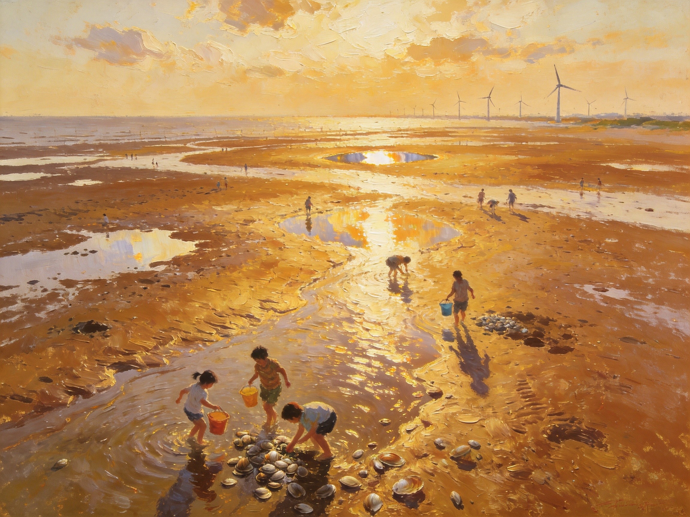 黄金海滩赶海拾贝