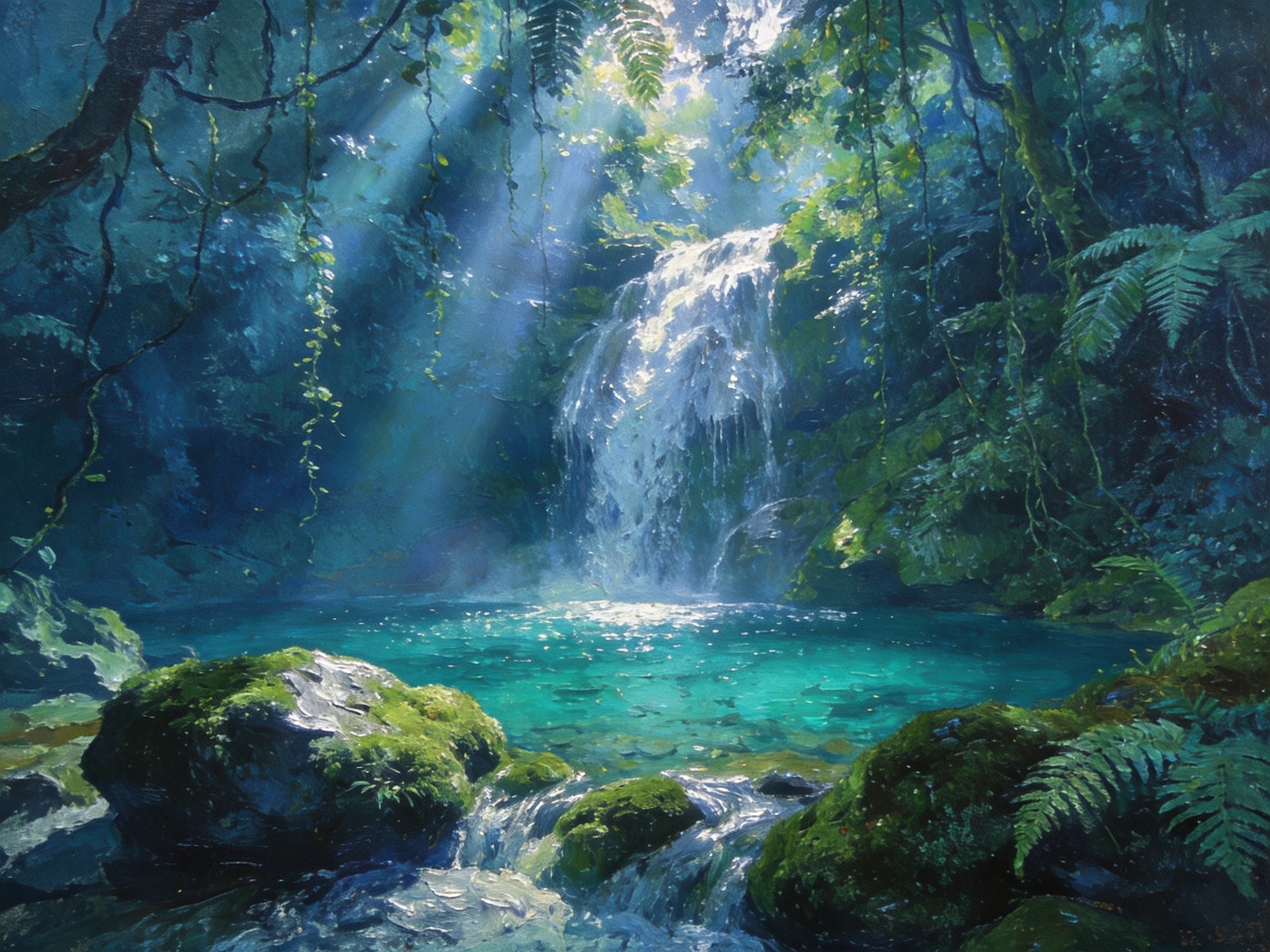 龙女沟碧玉深潭·油画意境
