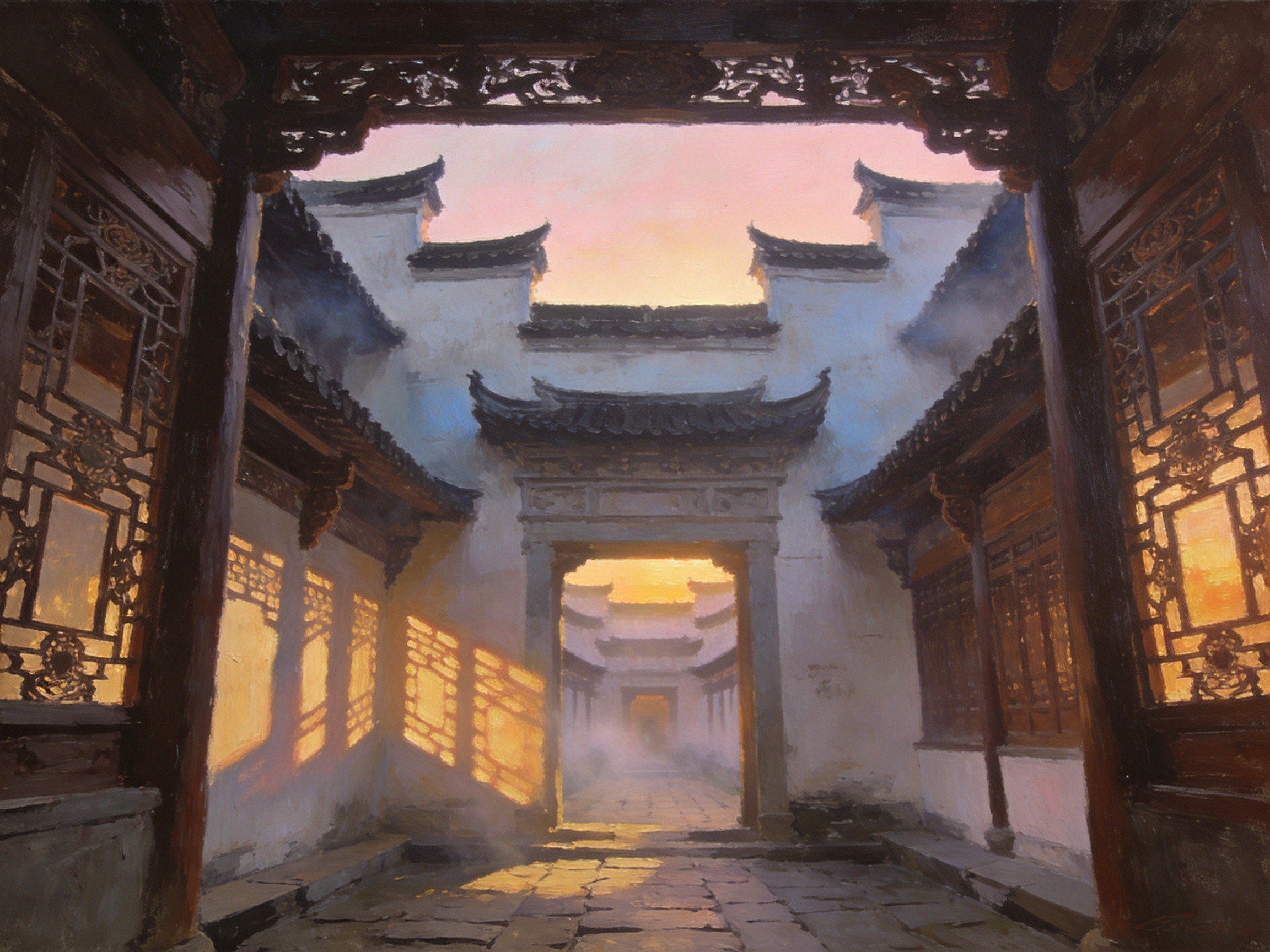 卢宅肃雍堂晨景