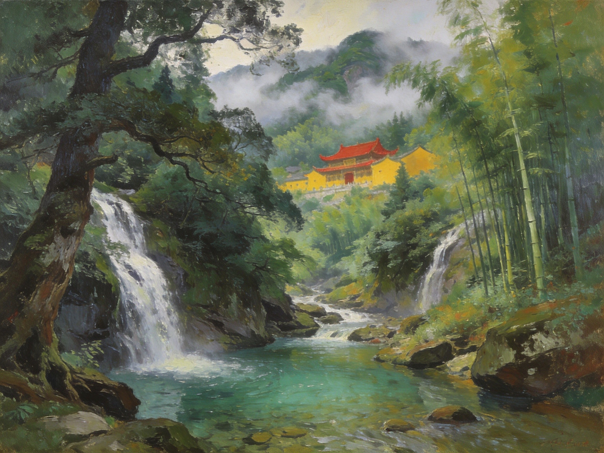 五磊山藏云溪飞瀑流泉与千年古刹的幽静意境