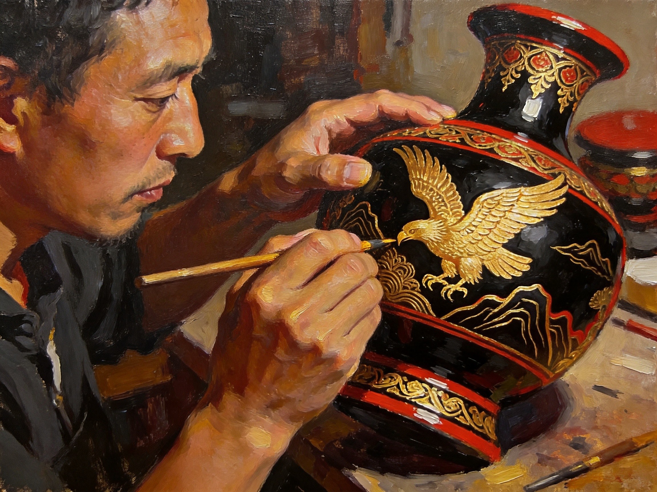 漆器描金三代手，荞粑蘸蜜待君来