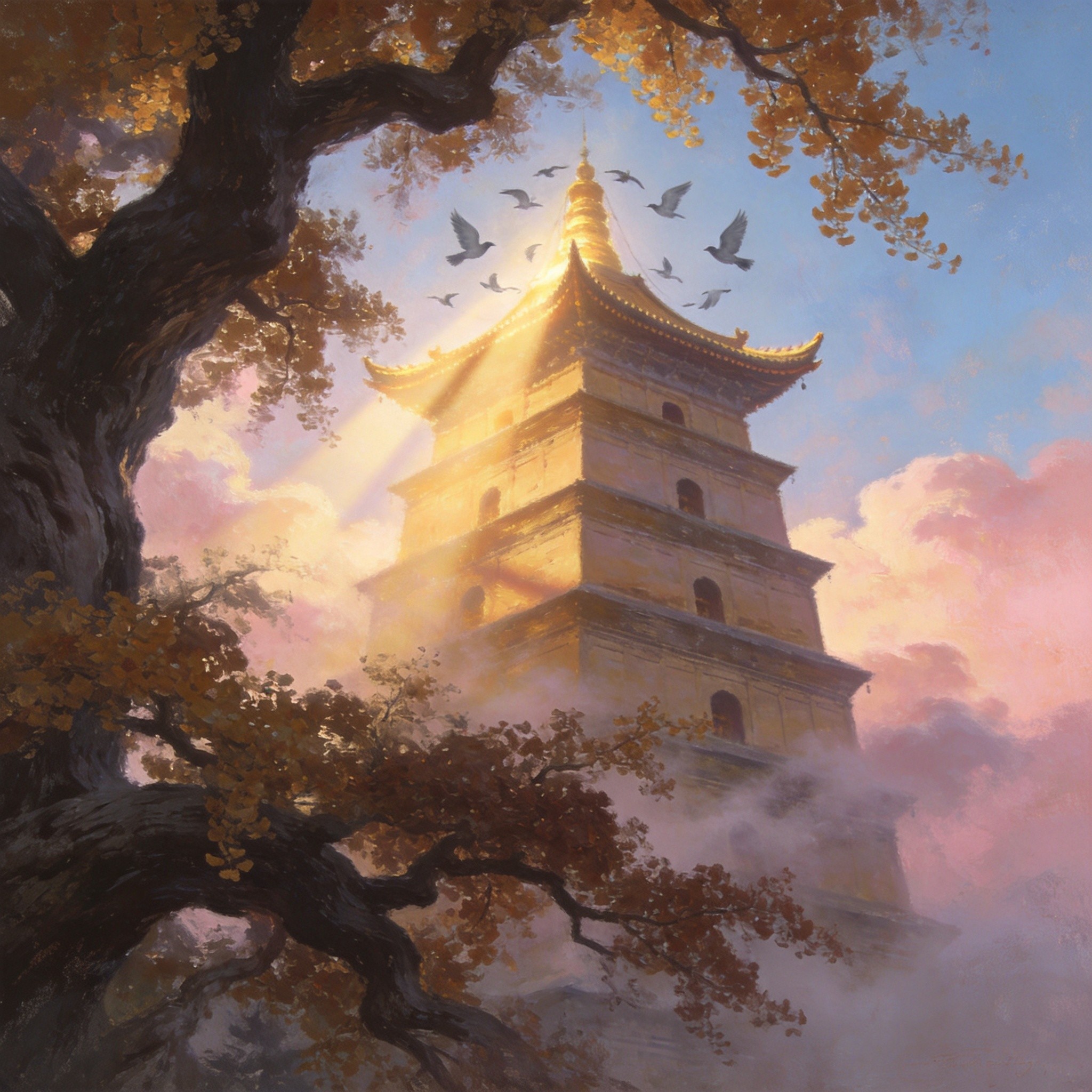 法门寺宝塔矗立青云之中