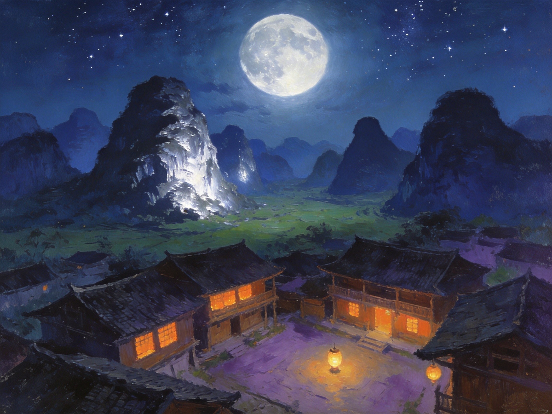 月夜喀斯特村寨
