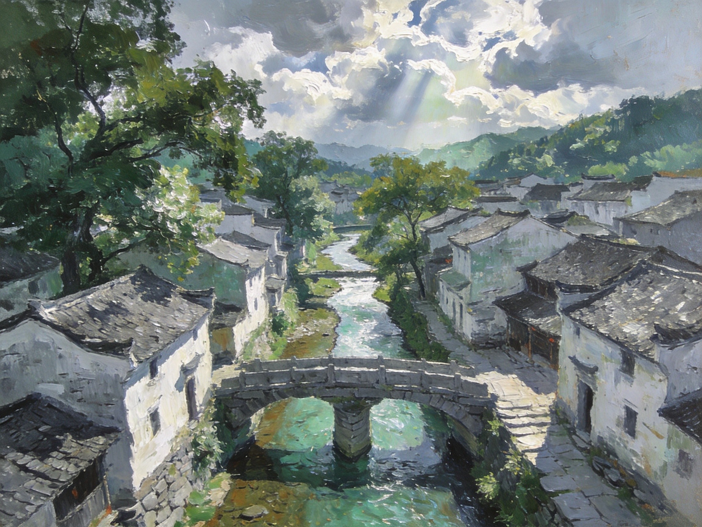 嵩溪古村明暗古溪