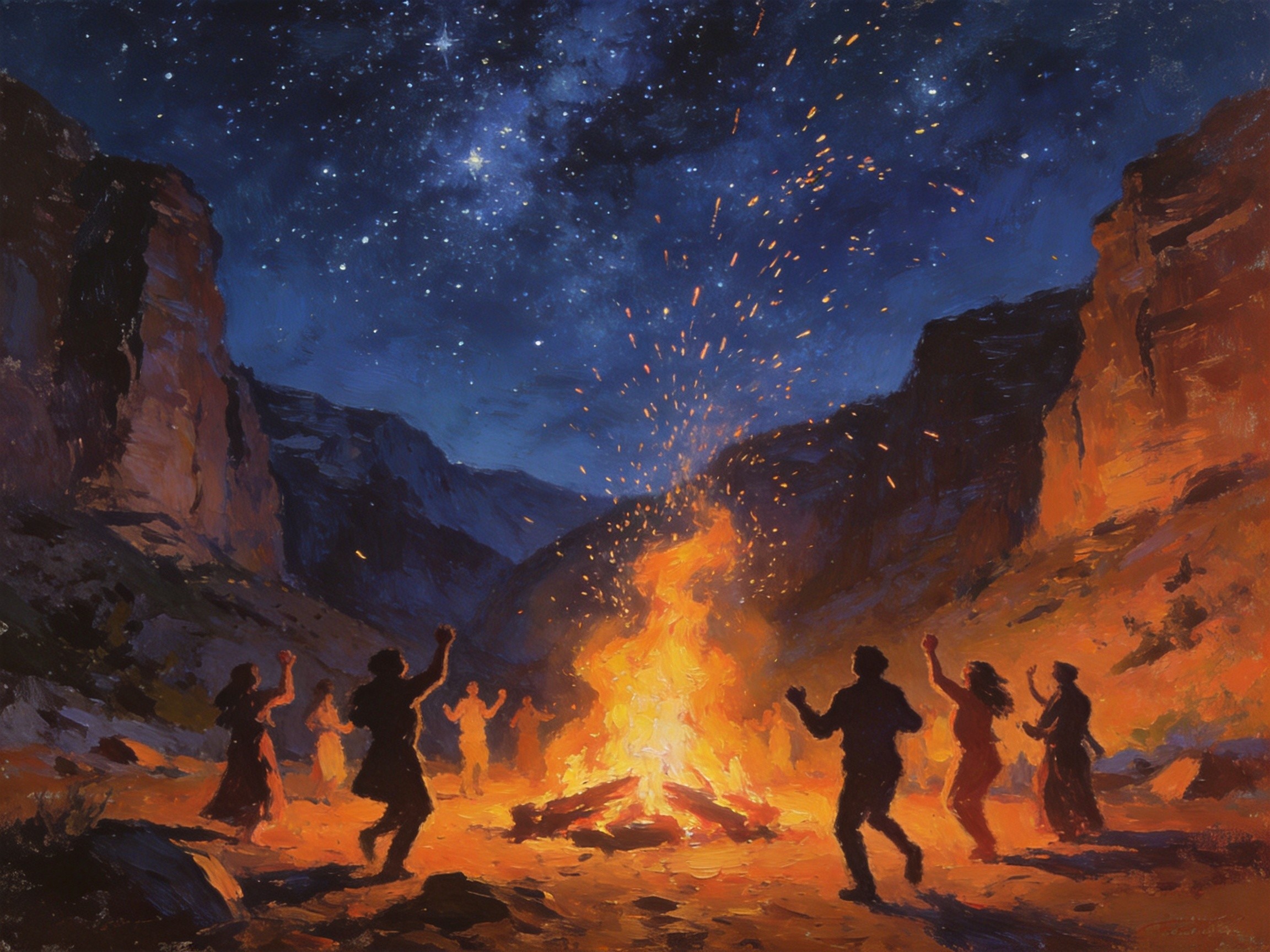 峡谷篝火星火满天