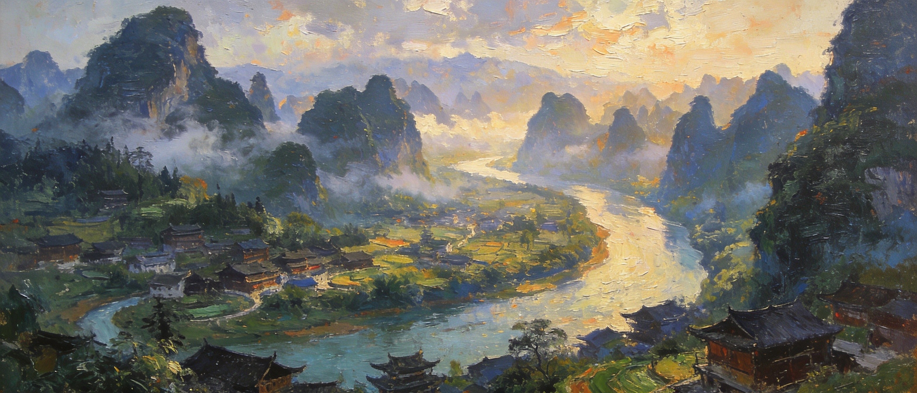 利川全景，凉城山水环抱如仙境