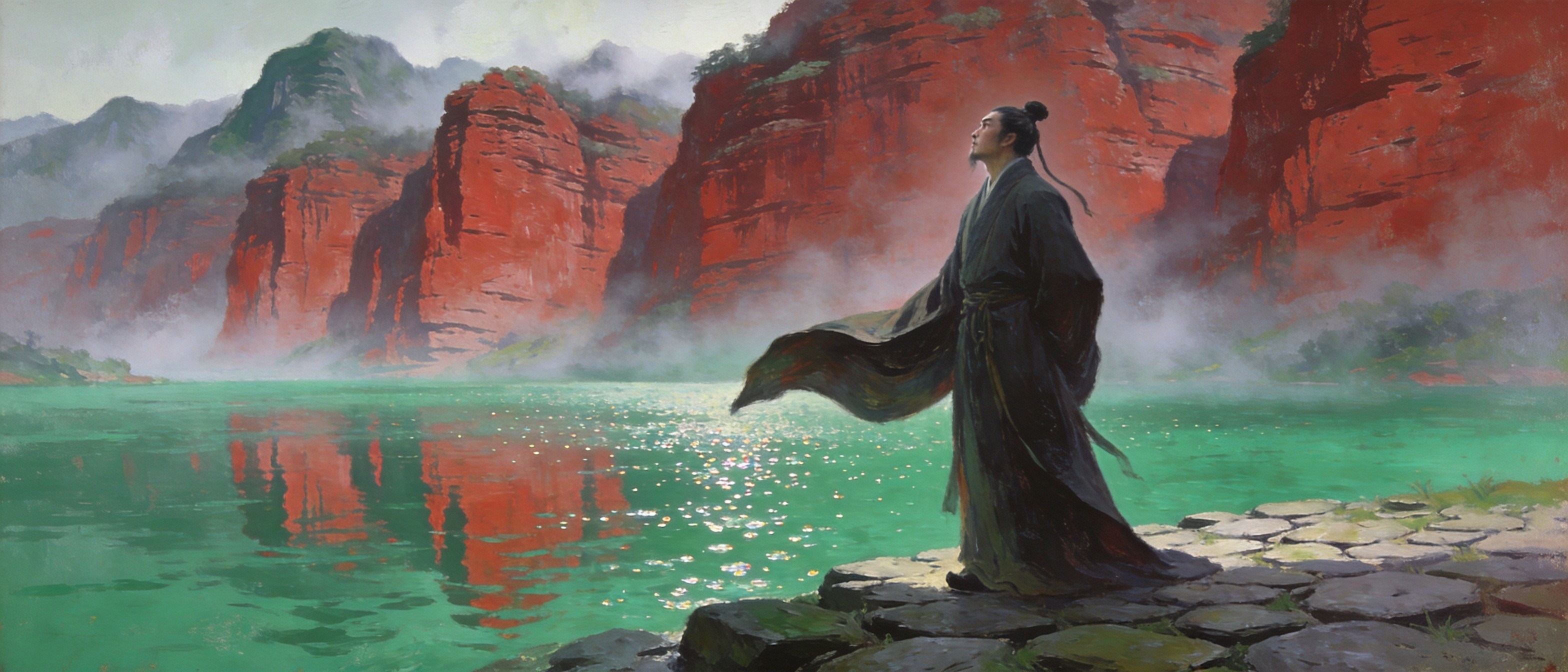 沅水边溆浦鹅群的田园风光