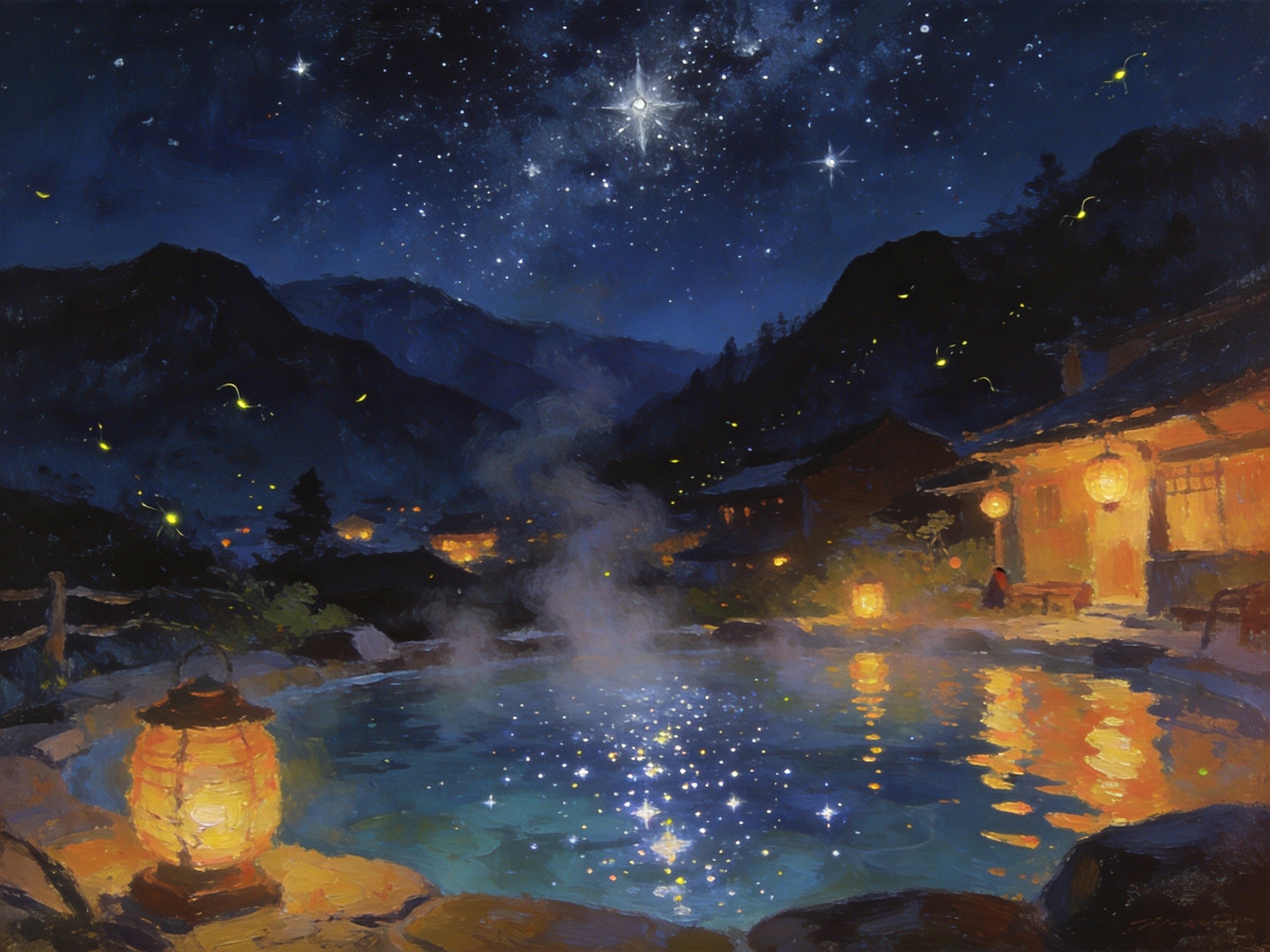 从化溪头村夜景与星空温泉