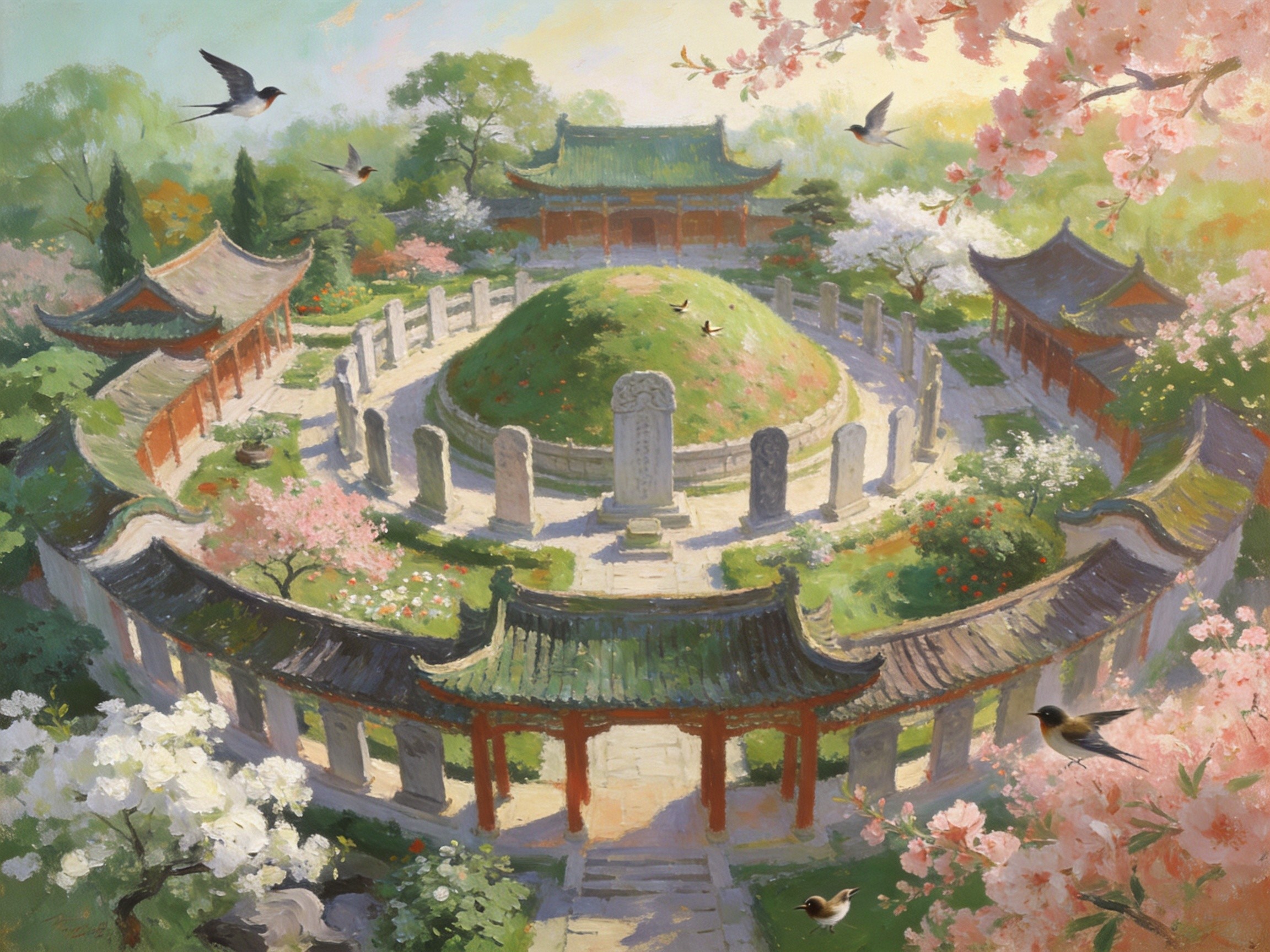 虞姬文化园鸟啼花落