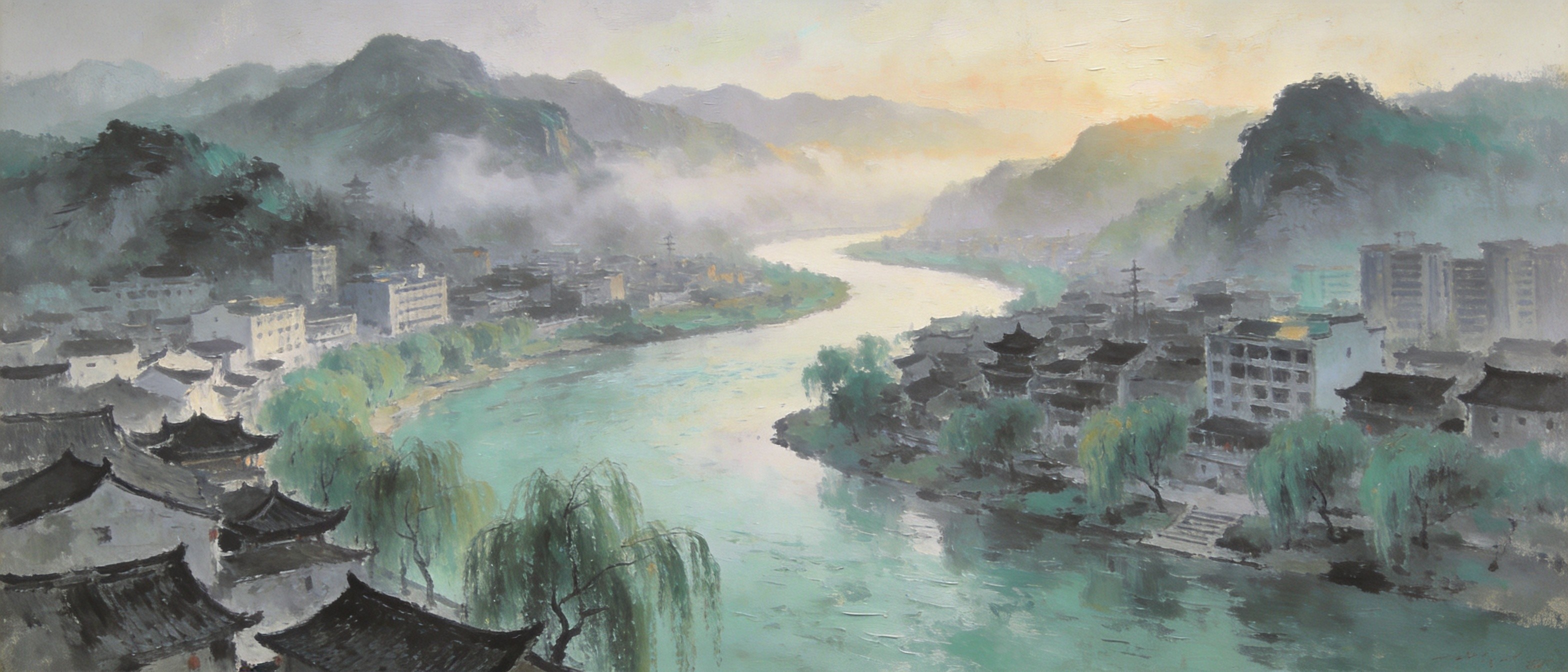 铜梁全景的烟波画境