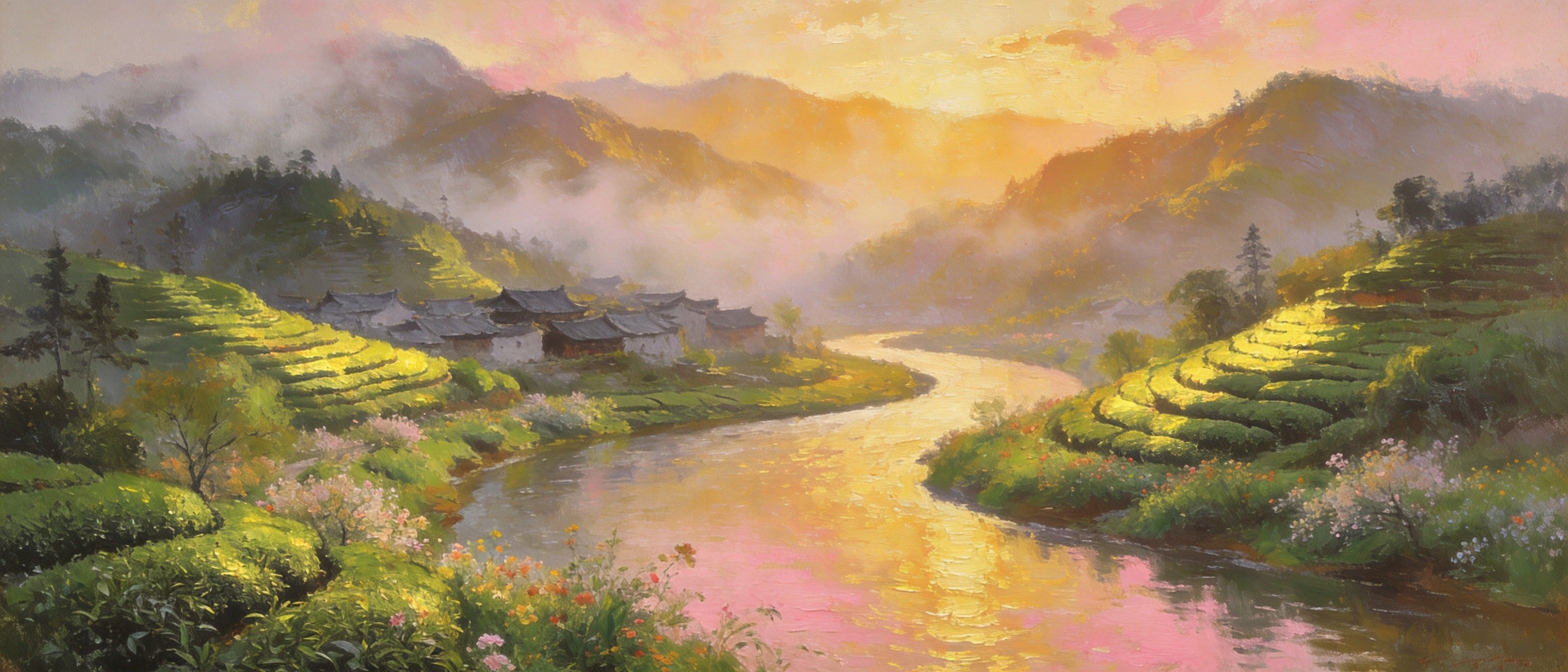 秋江春早·茶山花开