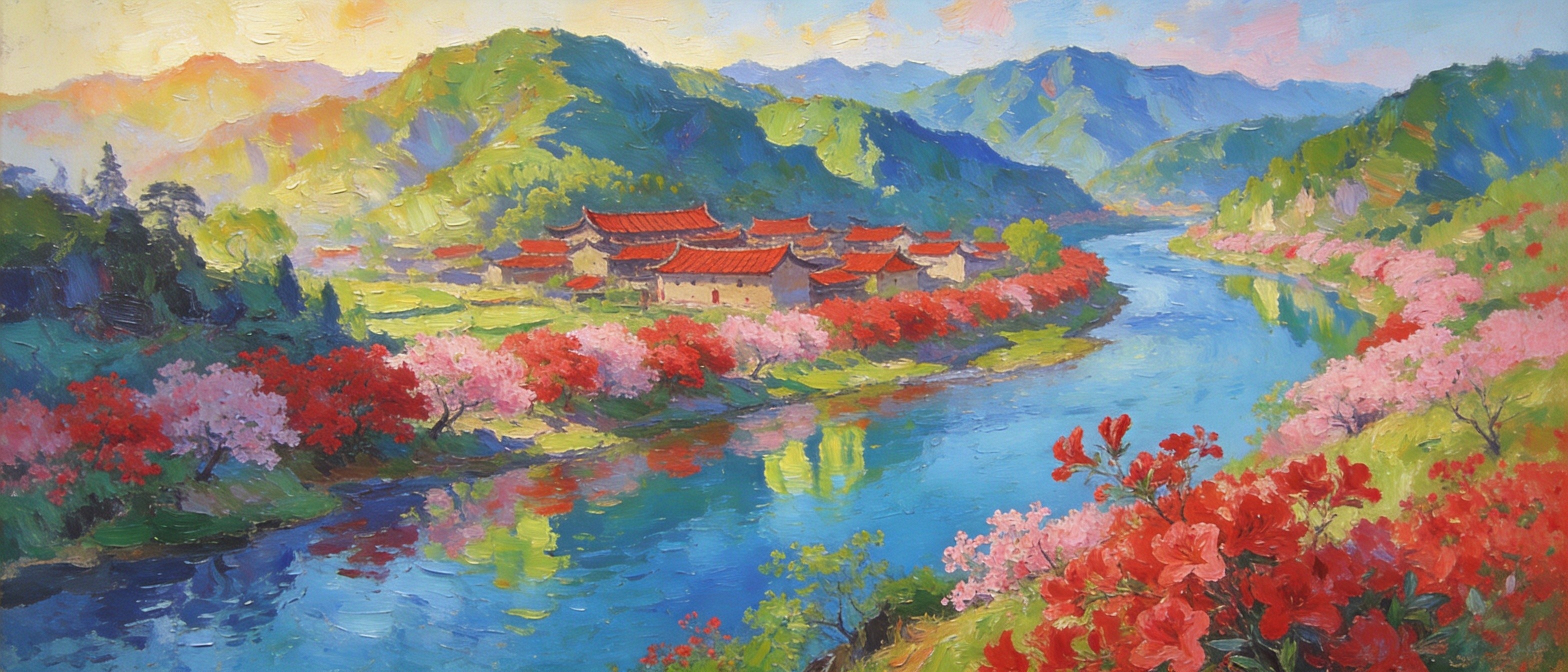 华安林泉幽居杜鹃红透北溪堤