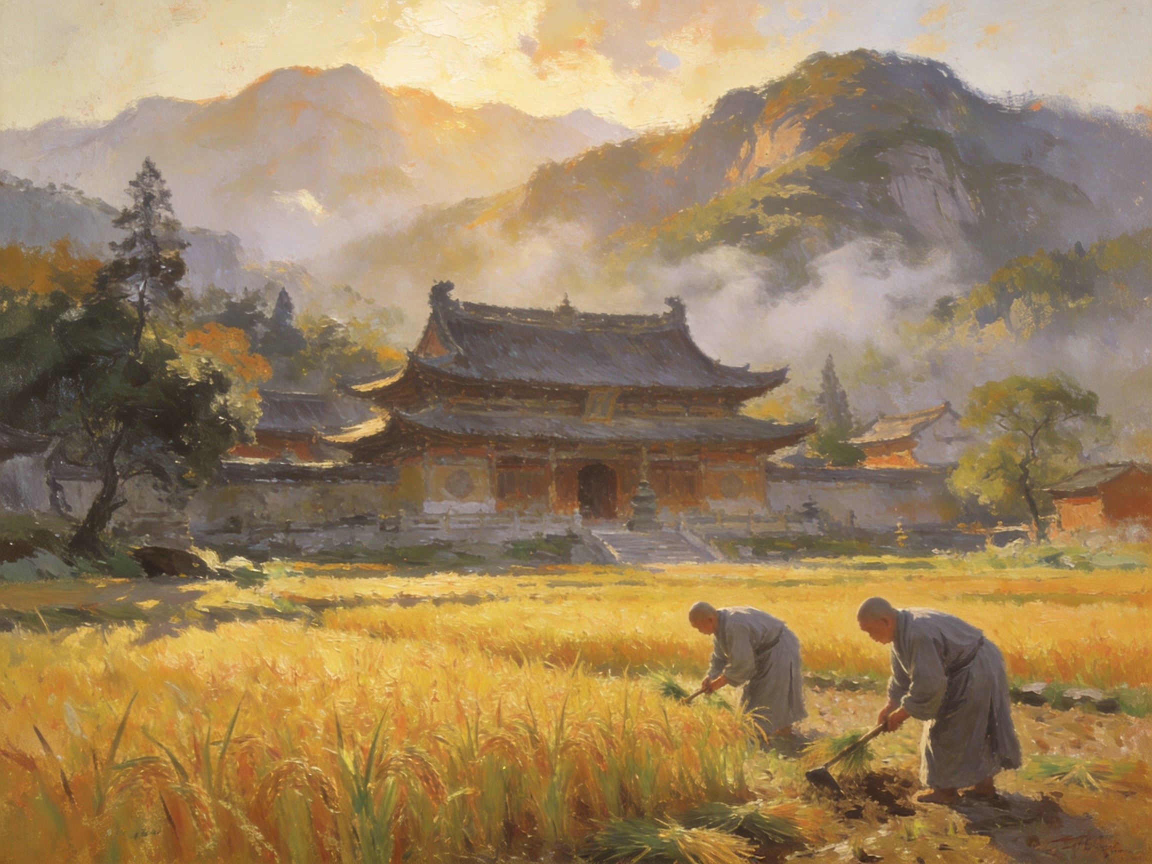 国清寺农禅田园·油画意境