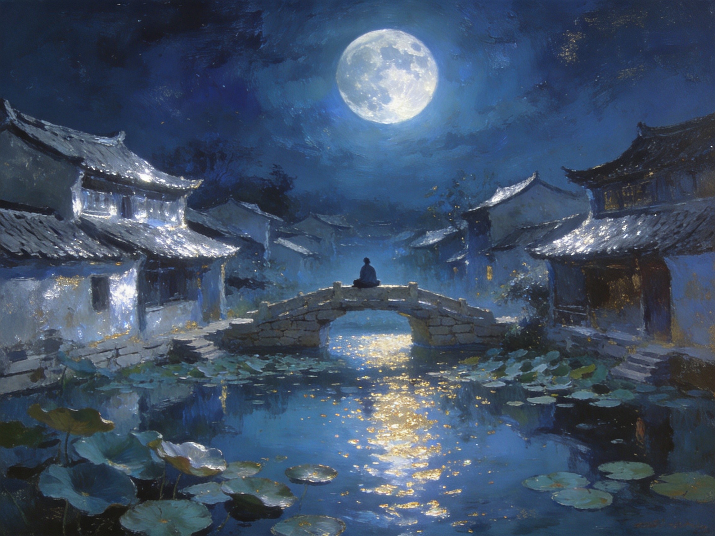 莲花山下月满塘