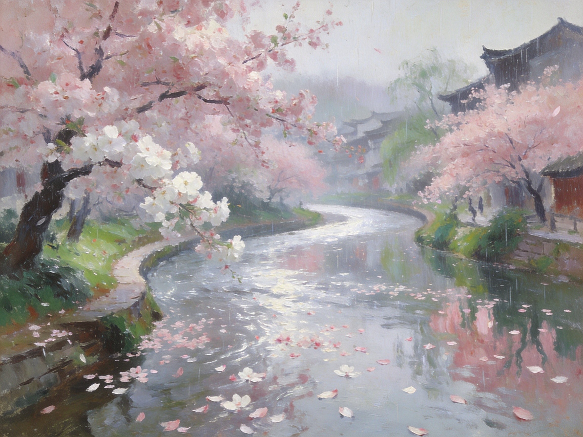 浍河两岸樱花春色
