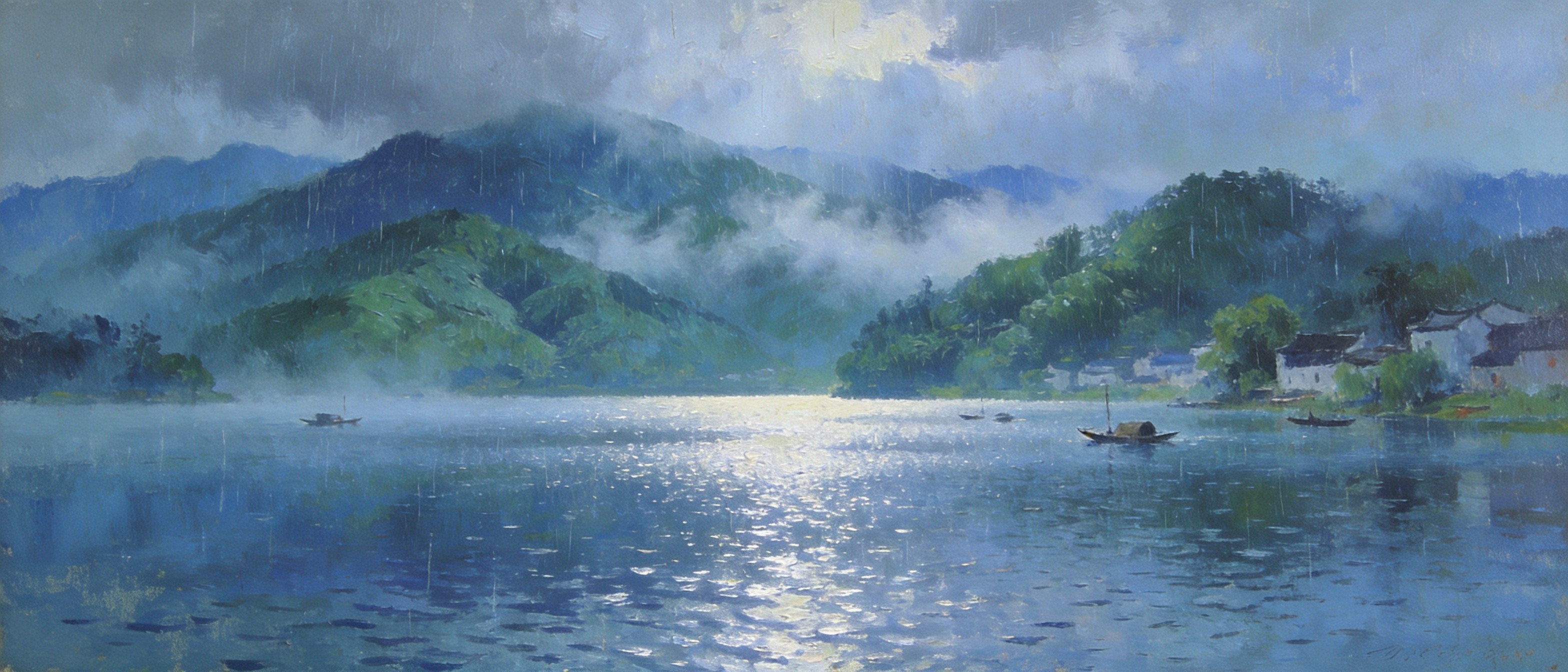 天目湖烟雨群山