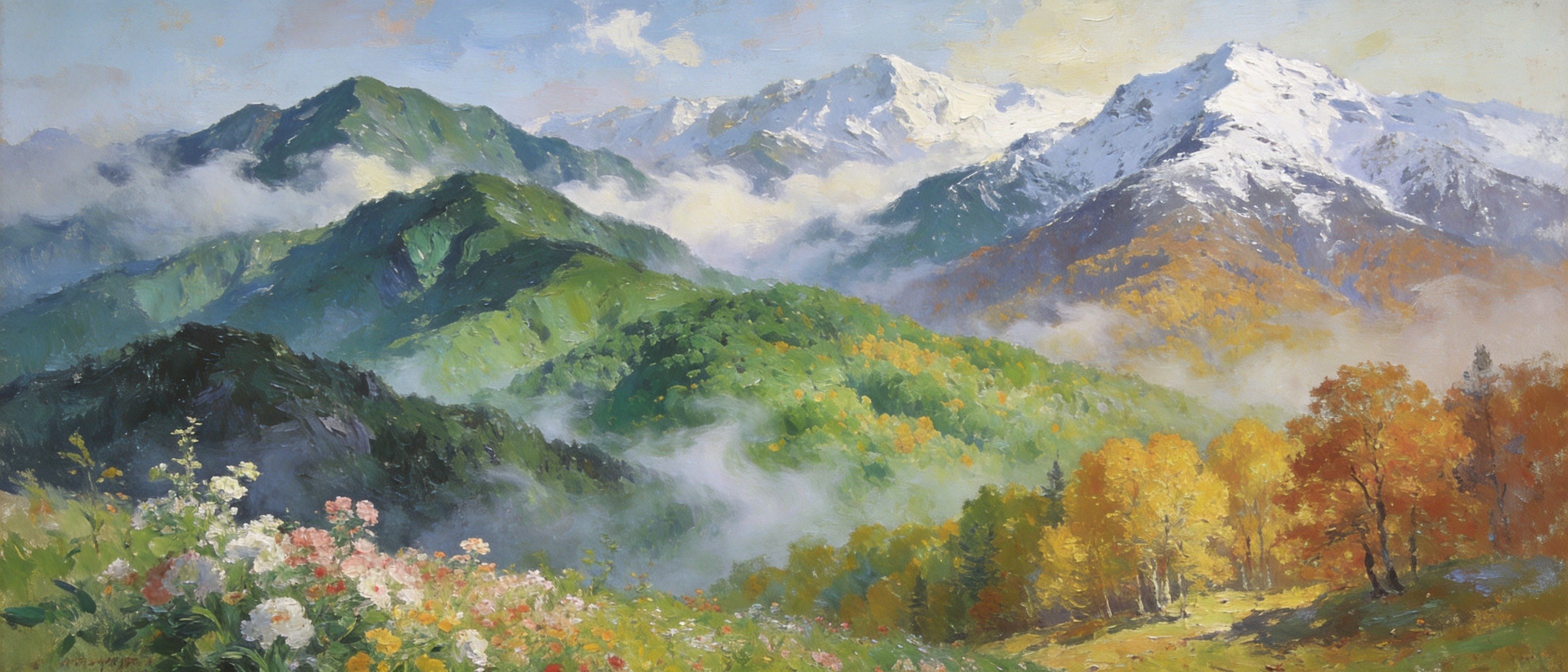 翠岭烟岚的四季画卷