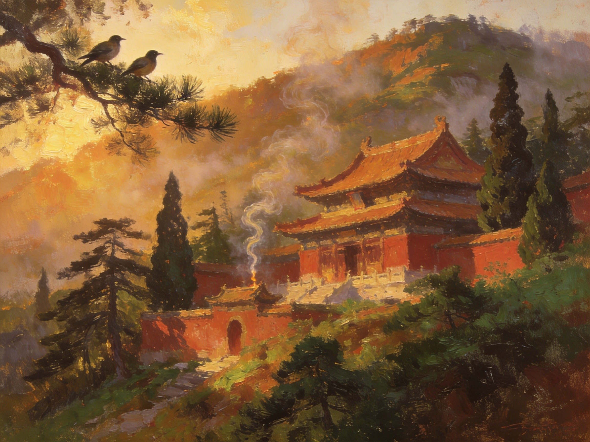 龙山古寺晨钟